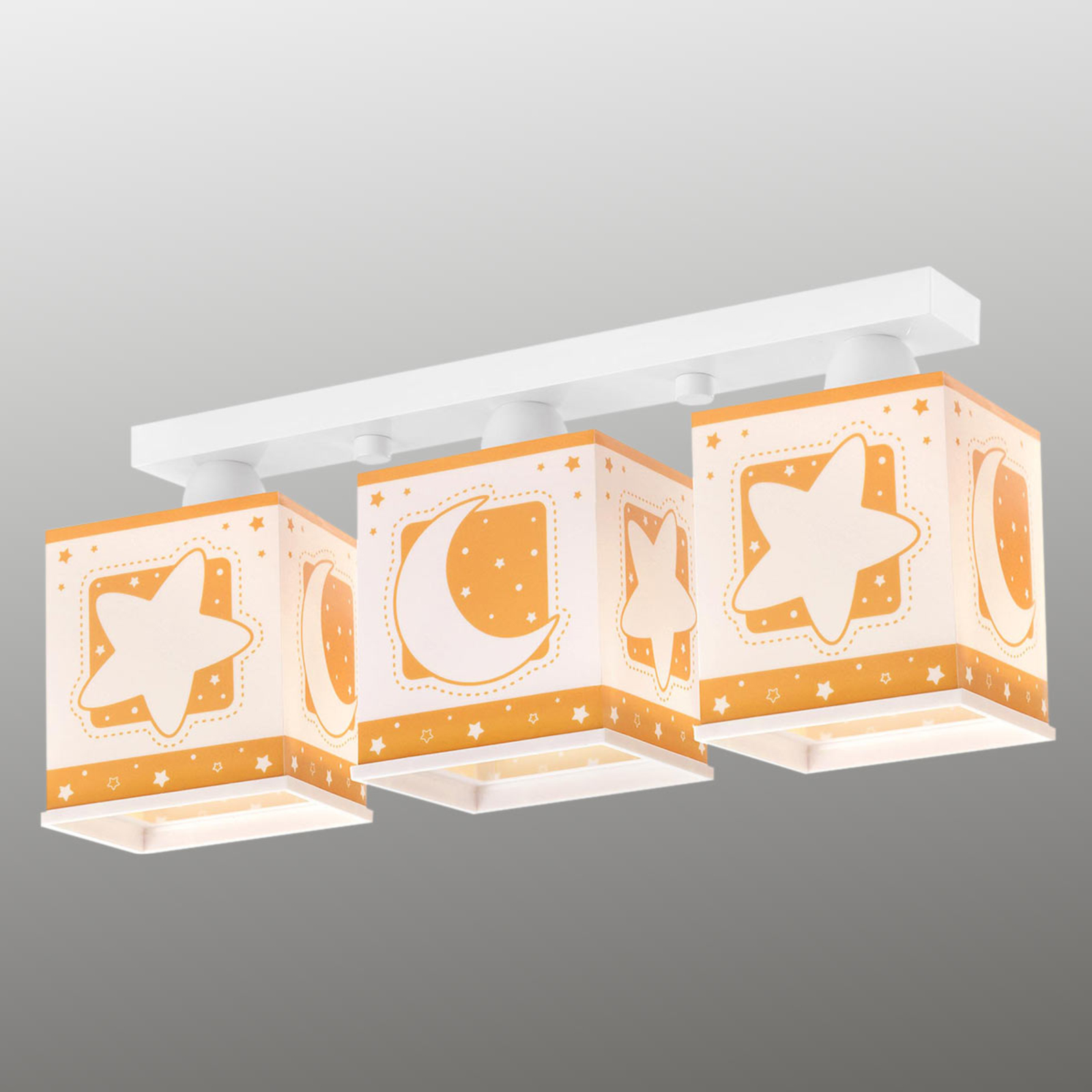 Dalber 3-bulb ceiling light Stars orange, for Children's Room, plastic, E27, 60 W, energy efficiency: A++, L: 48 cm, W: 12.5 cm, H: 21 cm