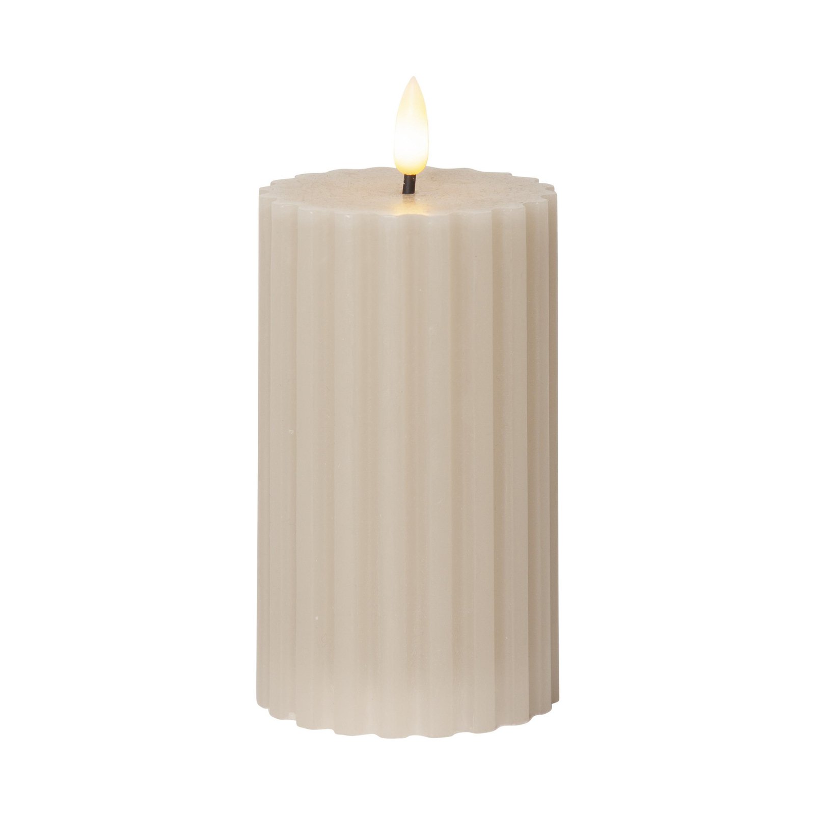 LED-ljus Flame Stripe beige 15cm äkta vax batteridrivet