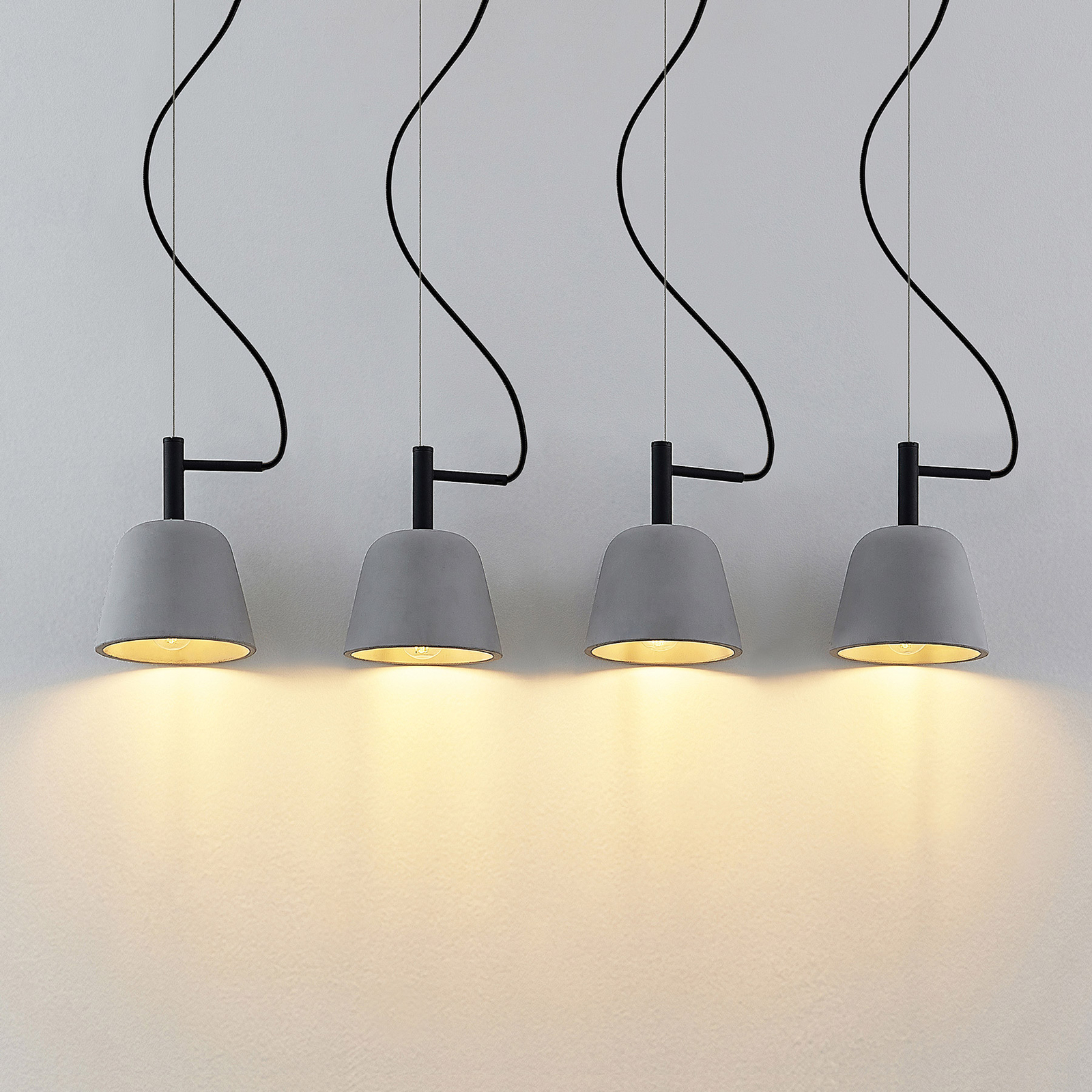 Lucande Otavis hanging light, concrete, 4-bulb