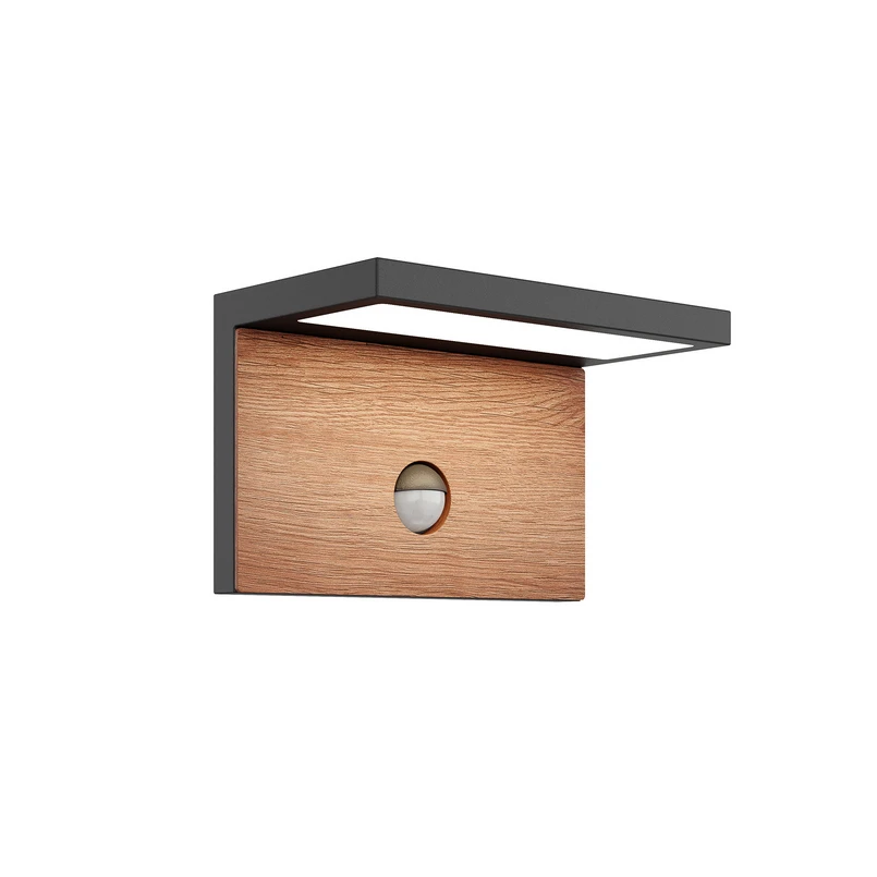 Lucande - Lignus Outdoor Wall Lamp w/Sensor Dark Grey/Wood