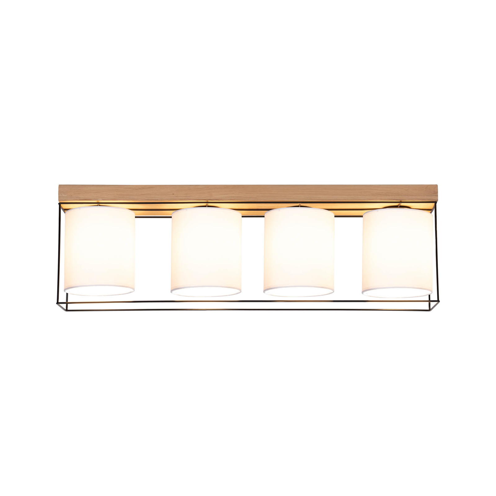 Deckenlampe Trapper, schwarz/weiß/eiche, 4-flammig
