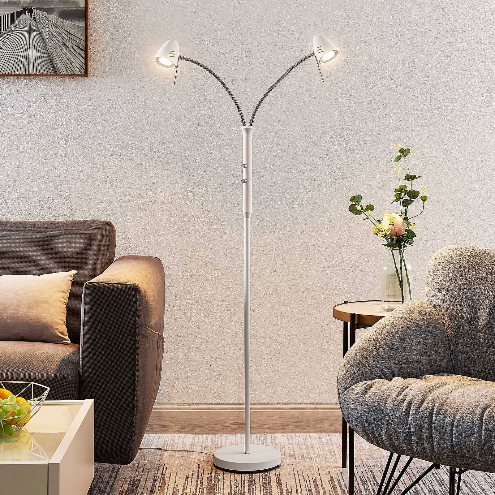 Lindby Heyko LED-Stehleuchte, dimmbar, zweiflammig