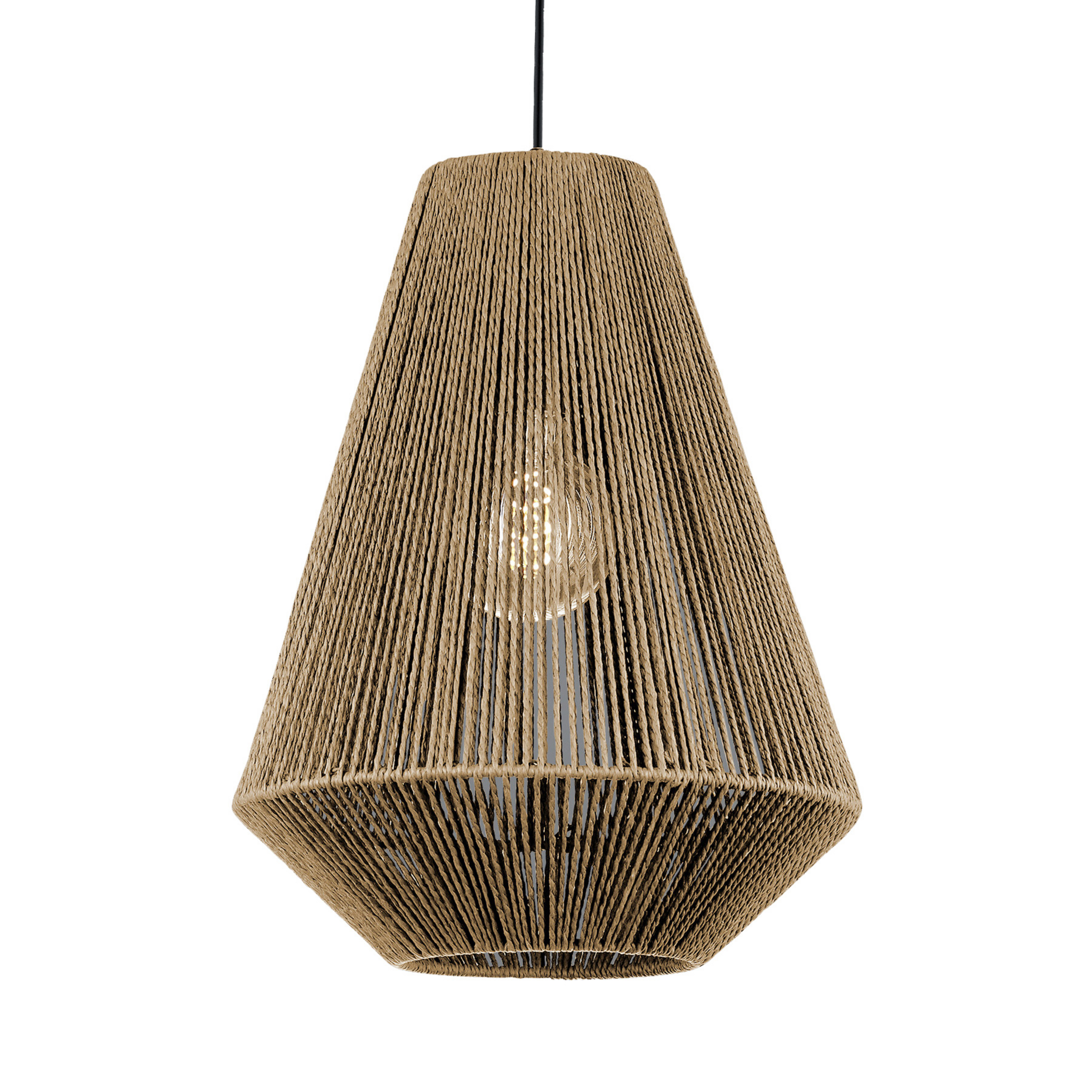 Lámpara colgante Rope de papel, marrón, Ø 33cm