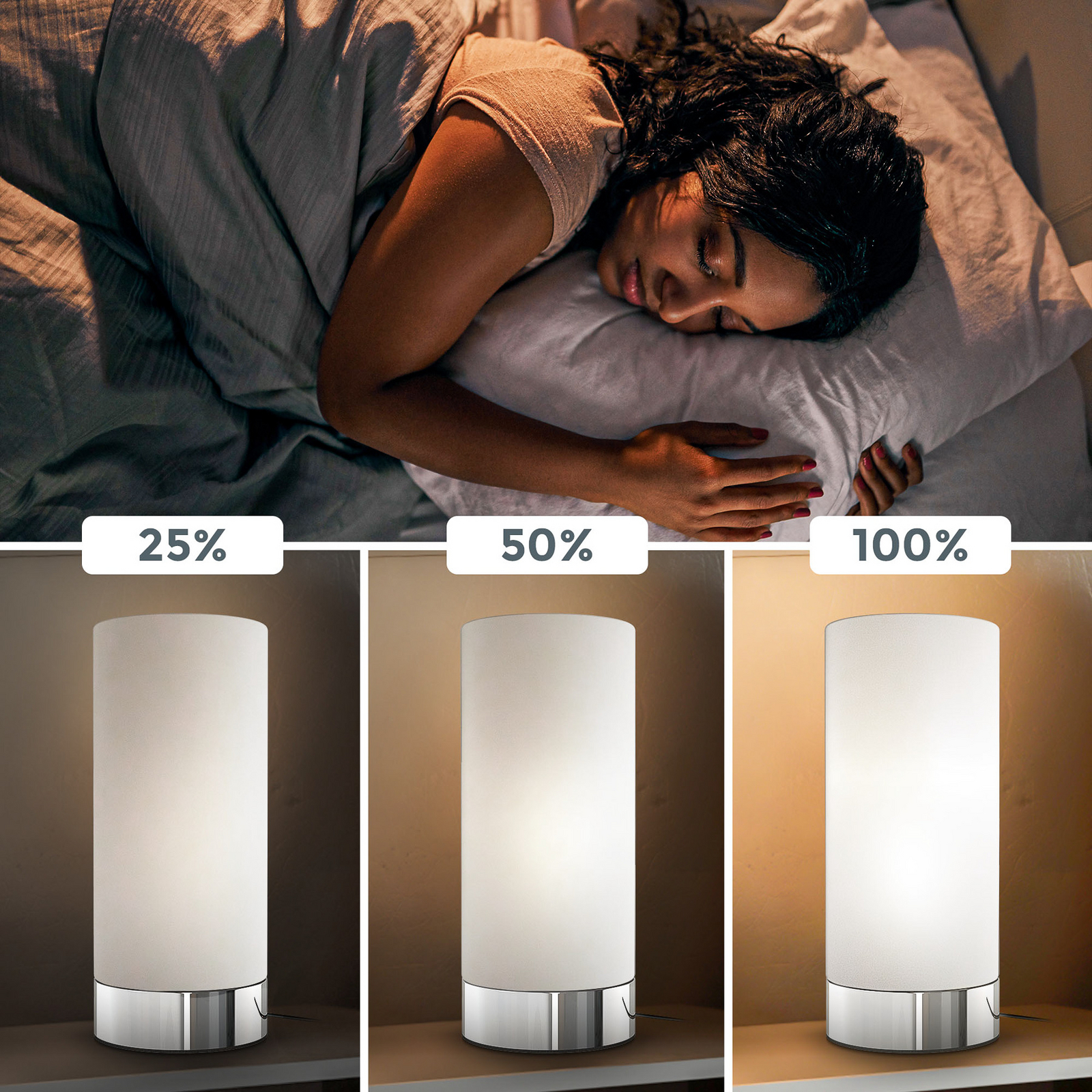 Tischleuchte Gari, Höhe 24,5 cm, chrom/weiß, Glas, E14 Tischleuchte Gari, Höhe 24,5 cm, chrom/weiß, Glas, E14