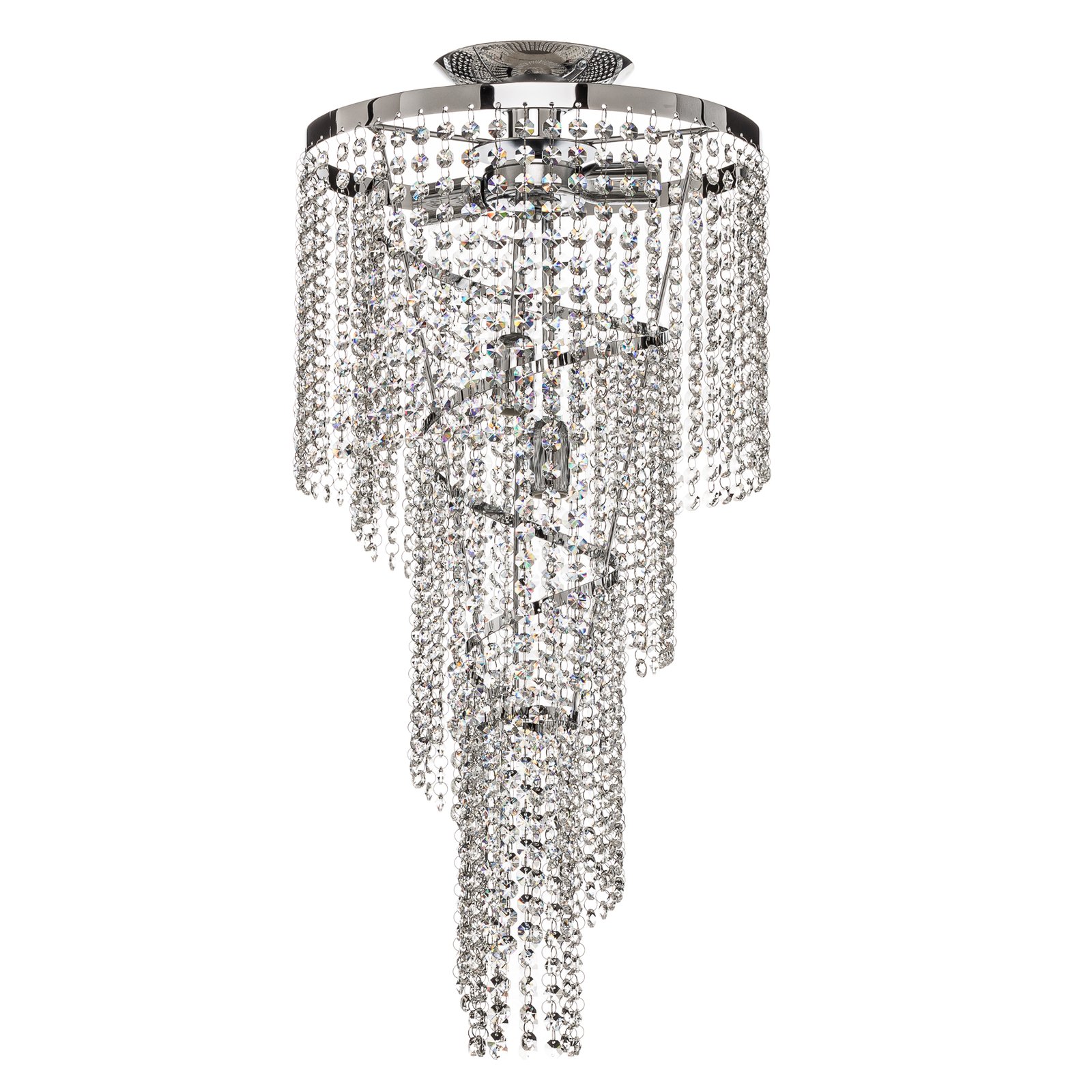 Plafondlamp Elica met kristal-spiraal, Ø 35cm