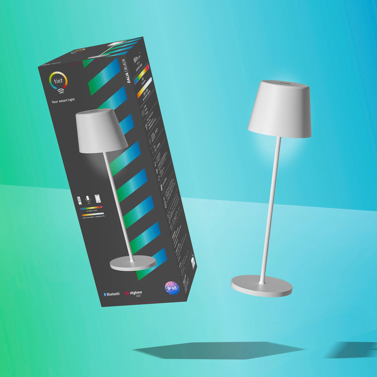 Müller Licht tint LED lampă de masă reîncărcabilă Dalia, aluminiu, alb