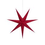 LED závesná hviezda Blink, zamatový vzhľad Ø 75cm červená