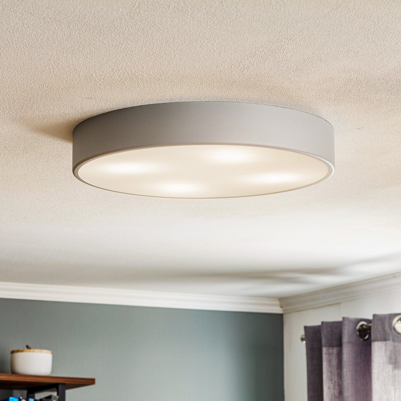 Cleo 500 ceiling light, sensor, Ø 50 cm grey