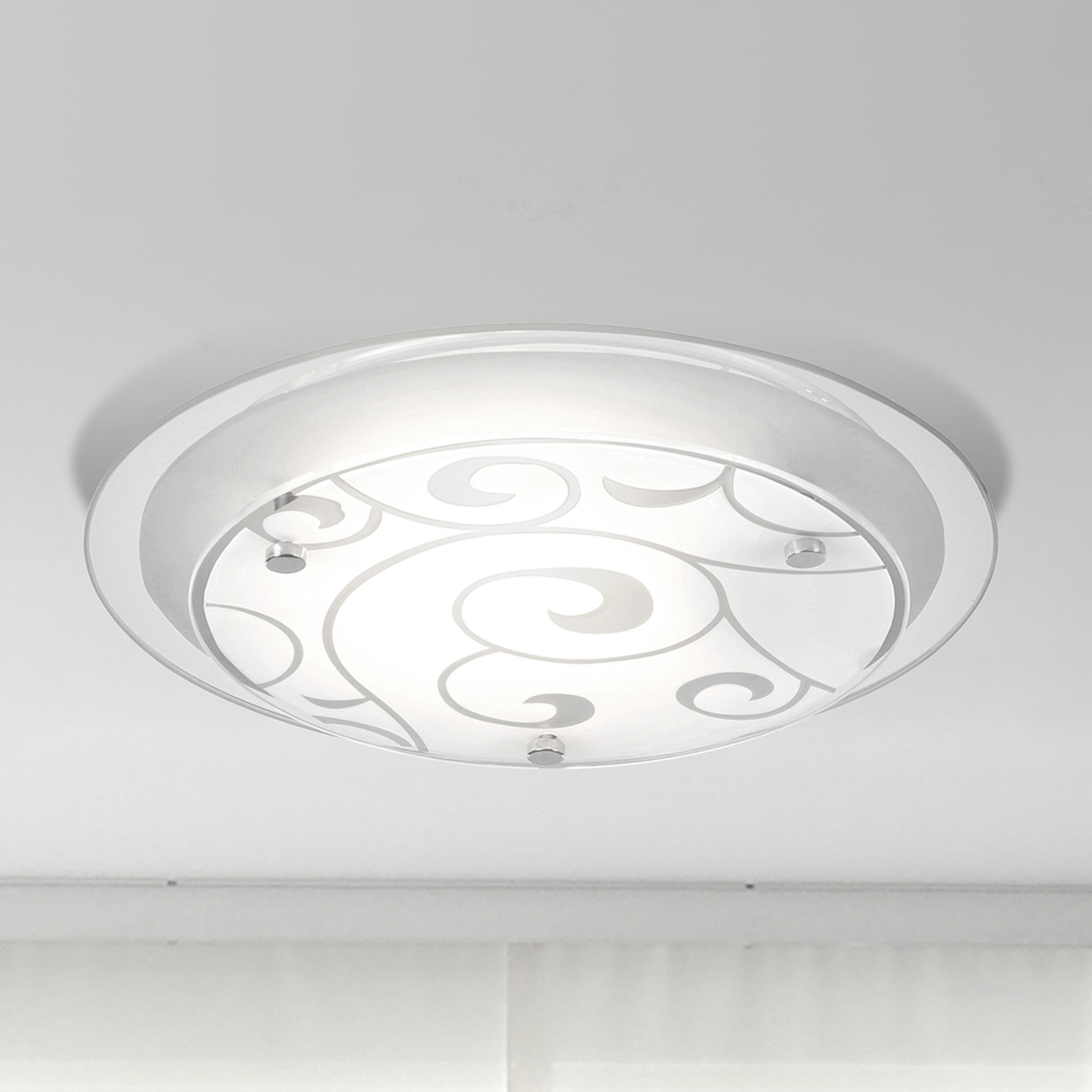 Globo KRISTJANA Elegant Ceiling Lamp 25 cm, for Living / Dining Room, Glass, metal, E27, 60 W, energy efficiency: A++, H: 7.5 cm