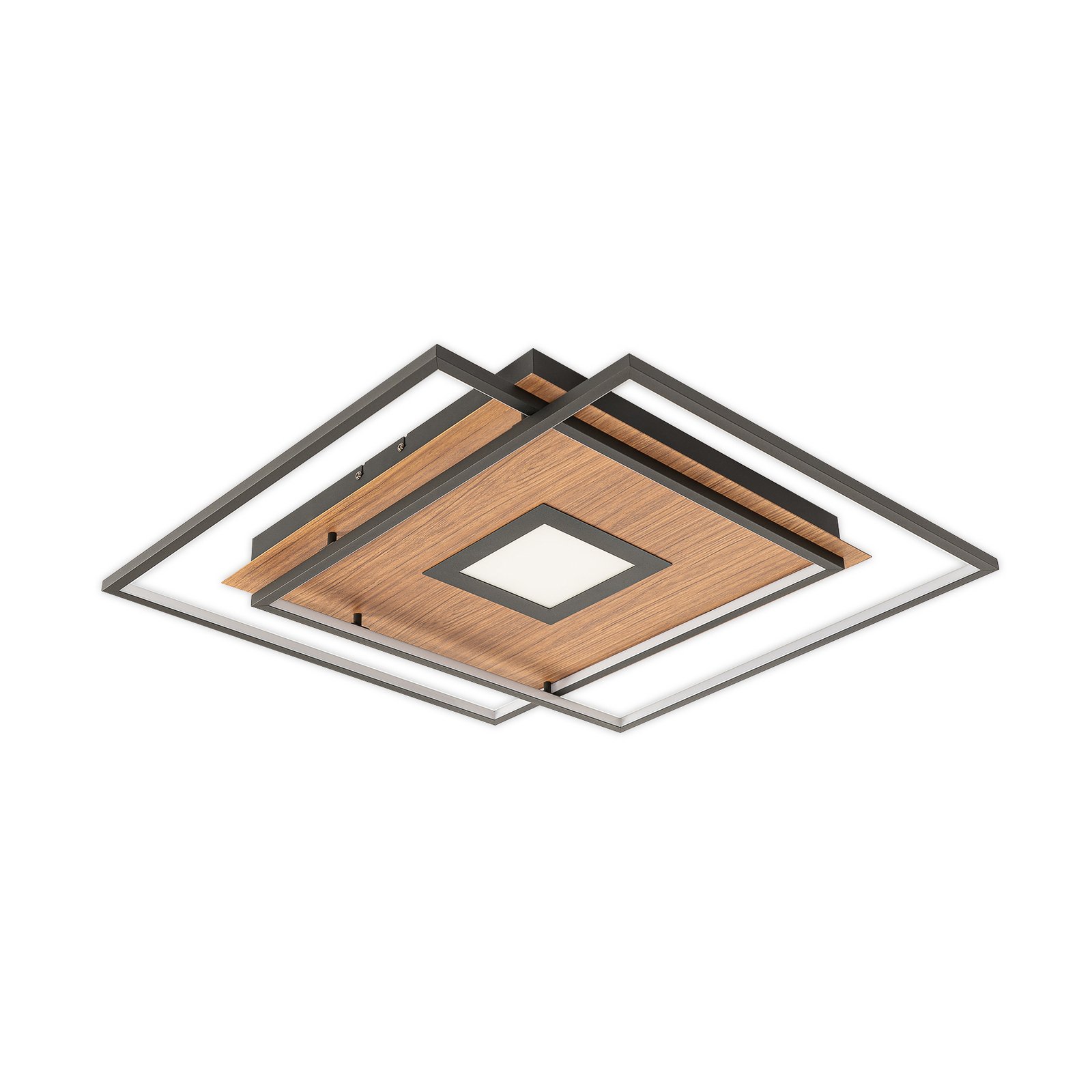 Lucande Jirya Lámpara de techo LED, CCT, madera