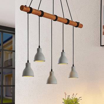Lindby Dorte hanglamp van hout en beton