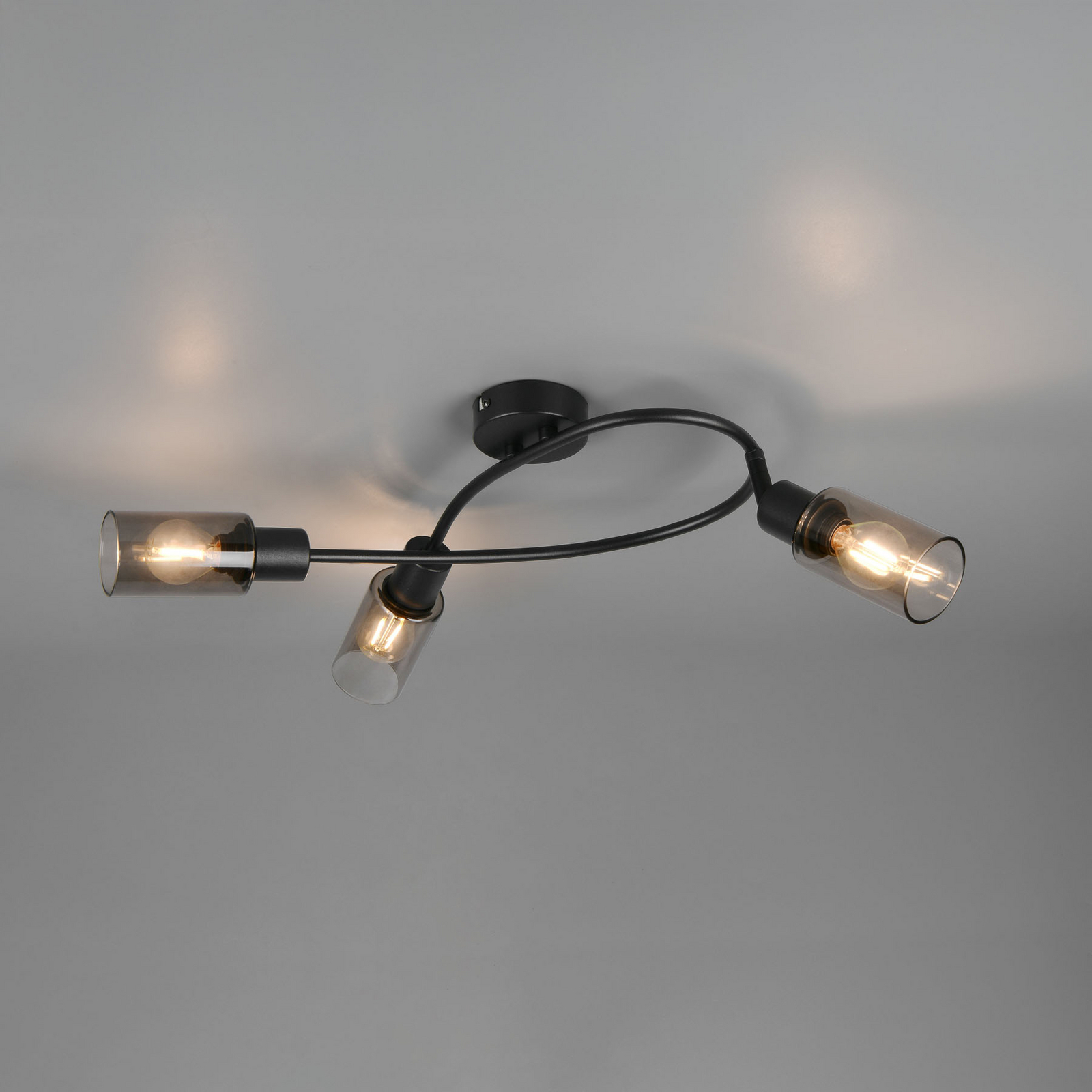 Svetilka Mars, dolžina 45 cm, črna mat, 3-krilna, kovina E14