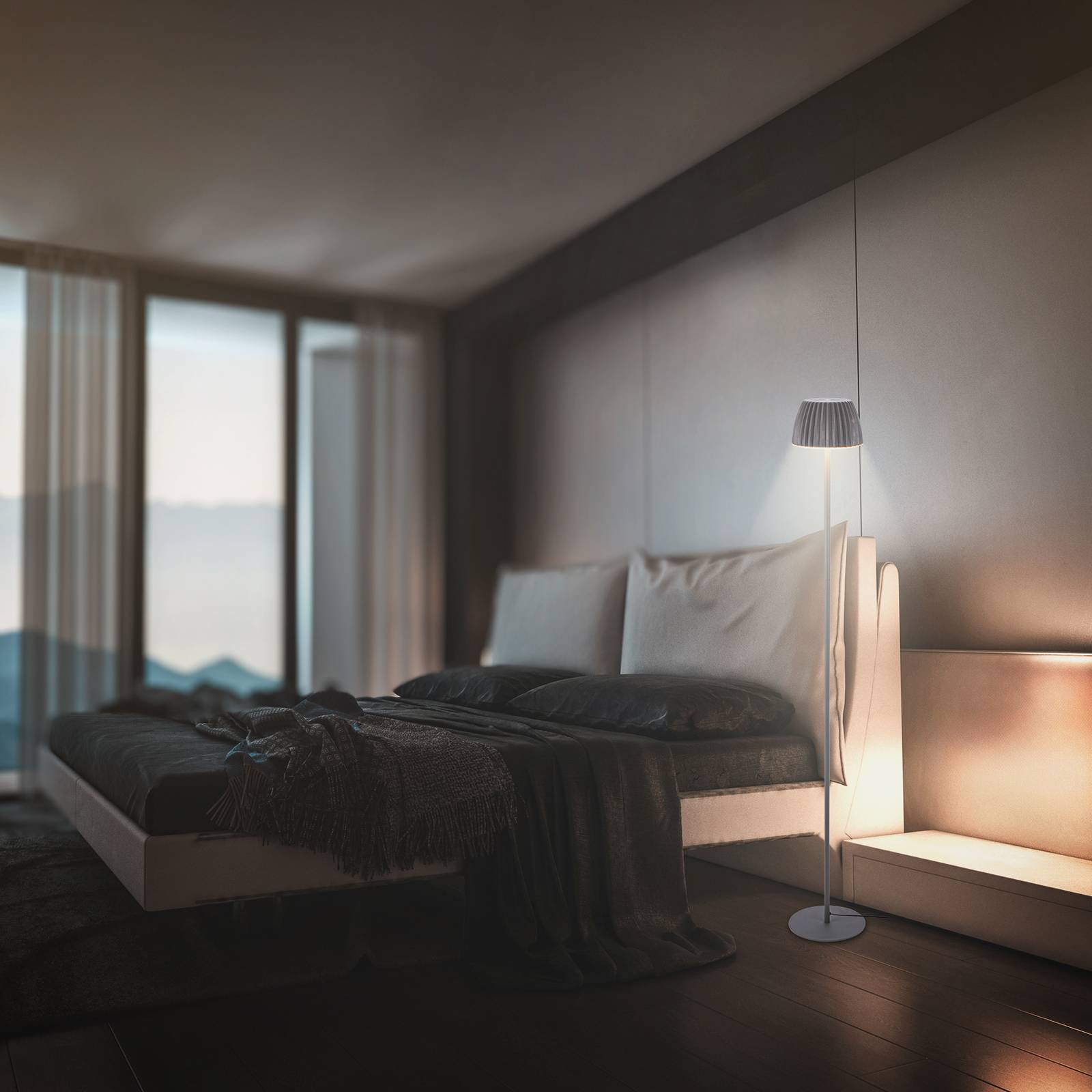 Lampa stojąca LED Loca, antracyt, wysokość 123 cm Tworzywo sztuczne/metal