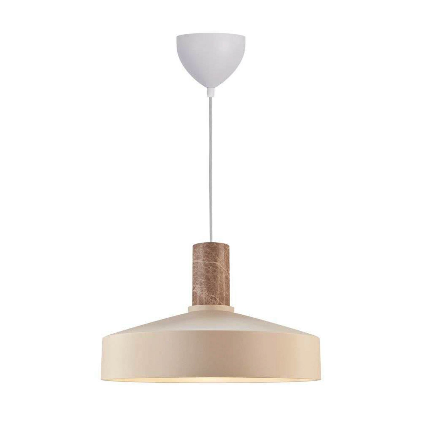 Pendellampe Elvas, beigefarben, Ø 37 cm, Metall/Marmor