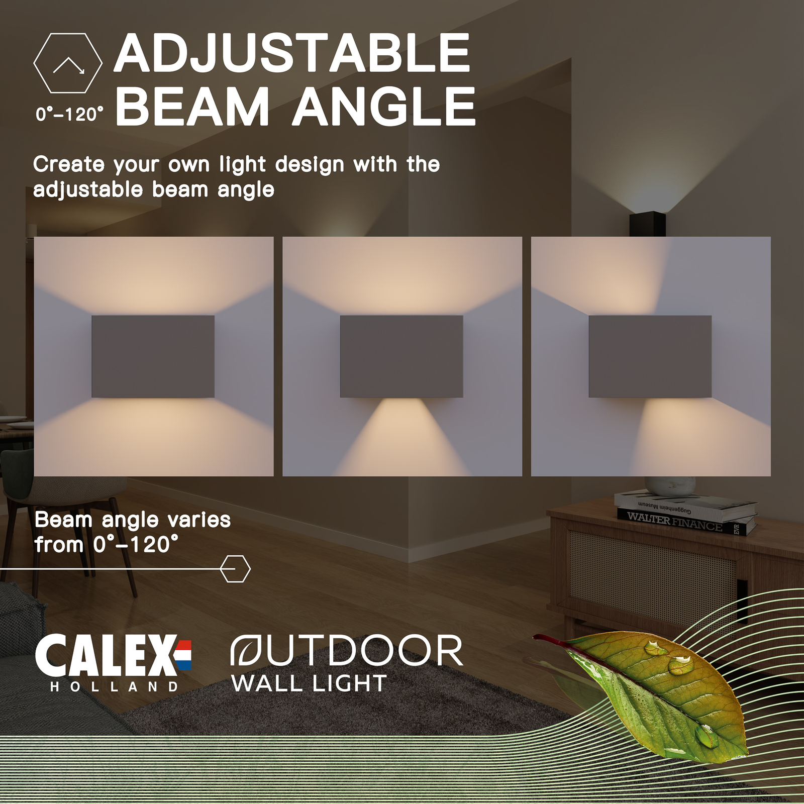 Calex outdoor wall light Rectangle up/down height 10cm anthracite