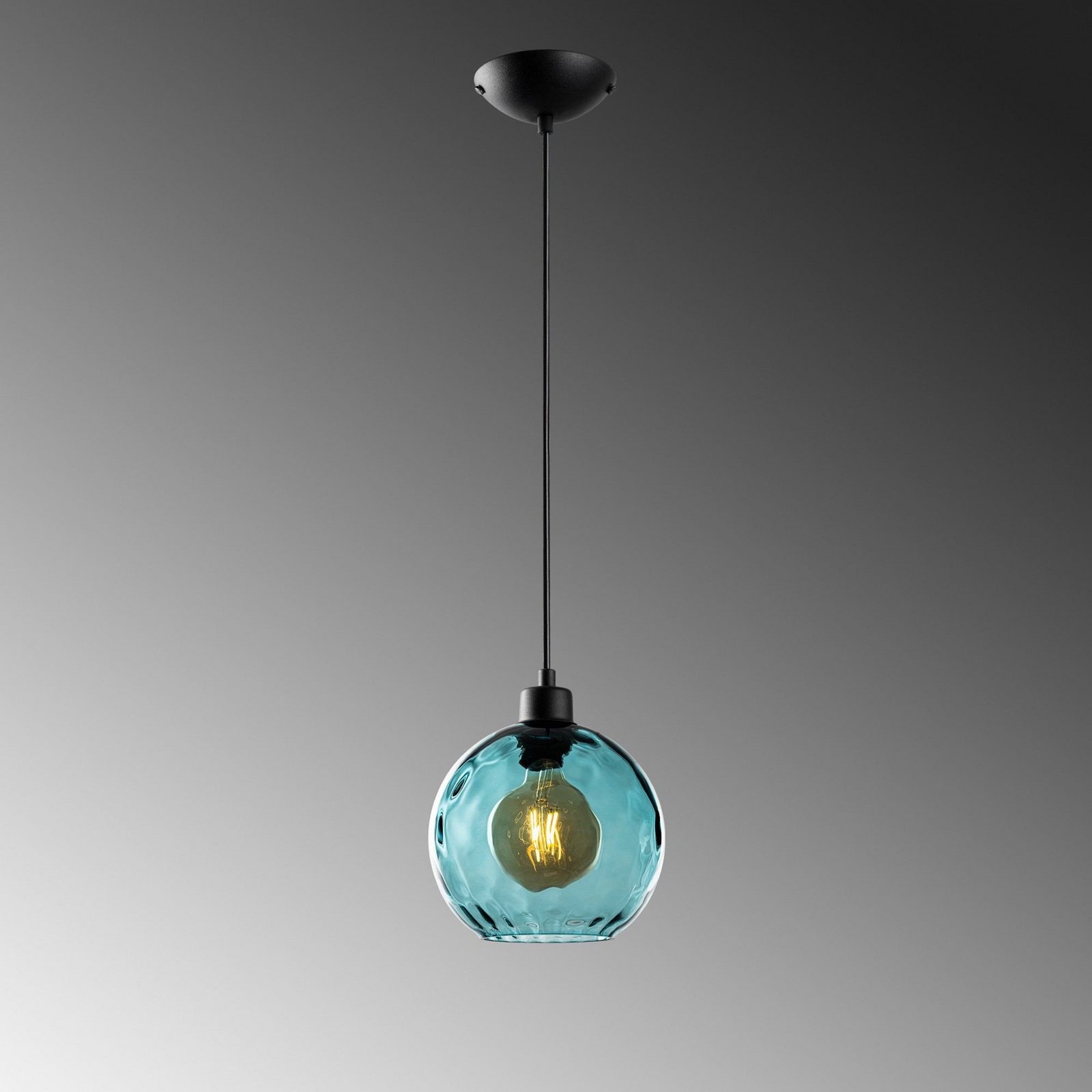 Hanglamp Benek, blauw, glas, Ø 20 cm, E27