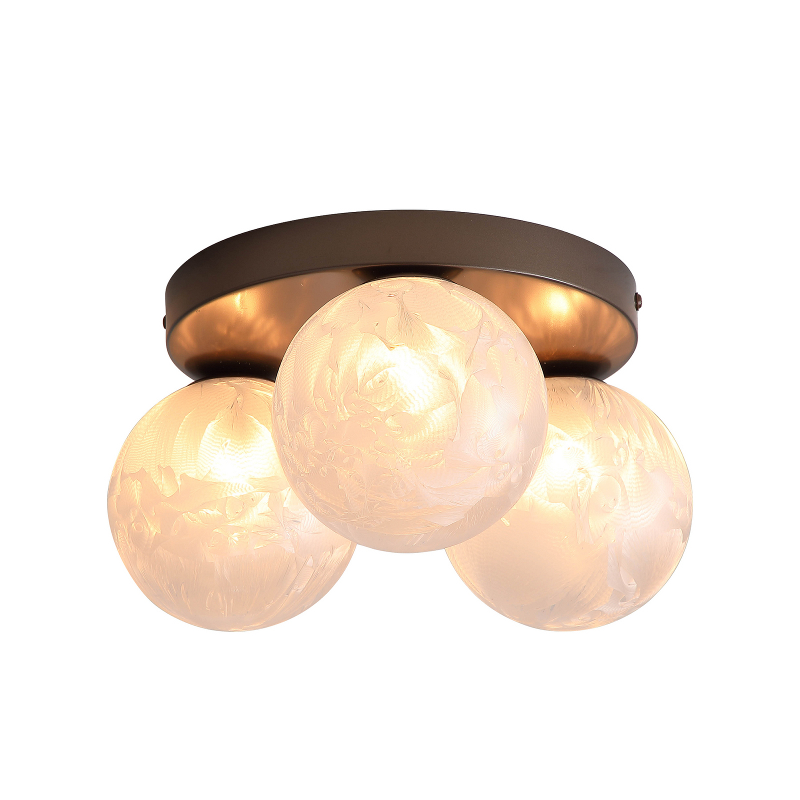 Plafón Frosty, 3 luces, color bronce, cristal esmerilado, G9 Plafón Frosty, 3 luces, color bronce, cristal esmerilado, G9