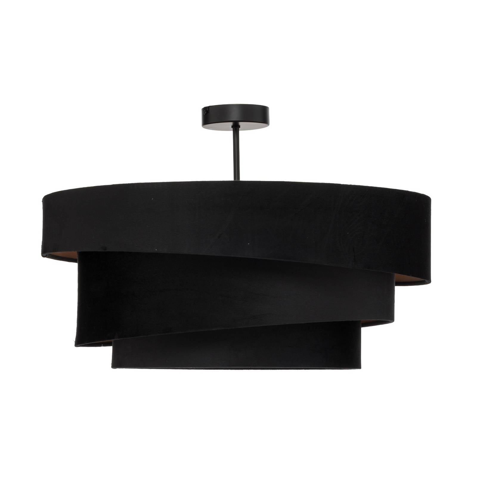 Lampa sufitowa Lindby Jusari, czarna, z tkaniny, Ø 56 cm, E27