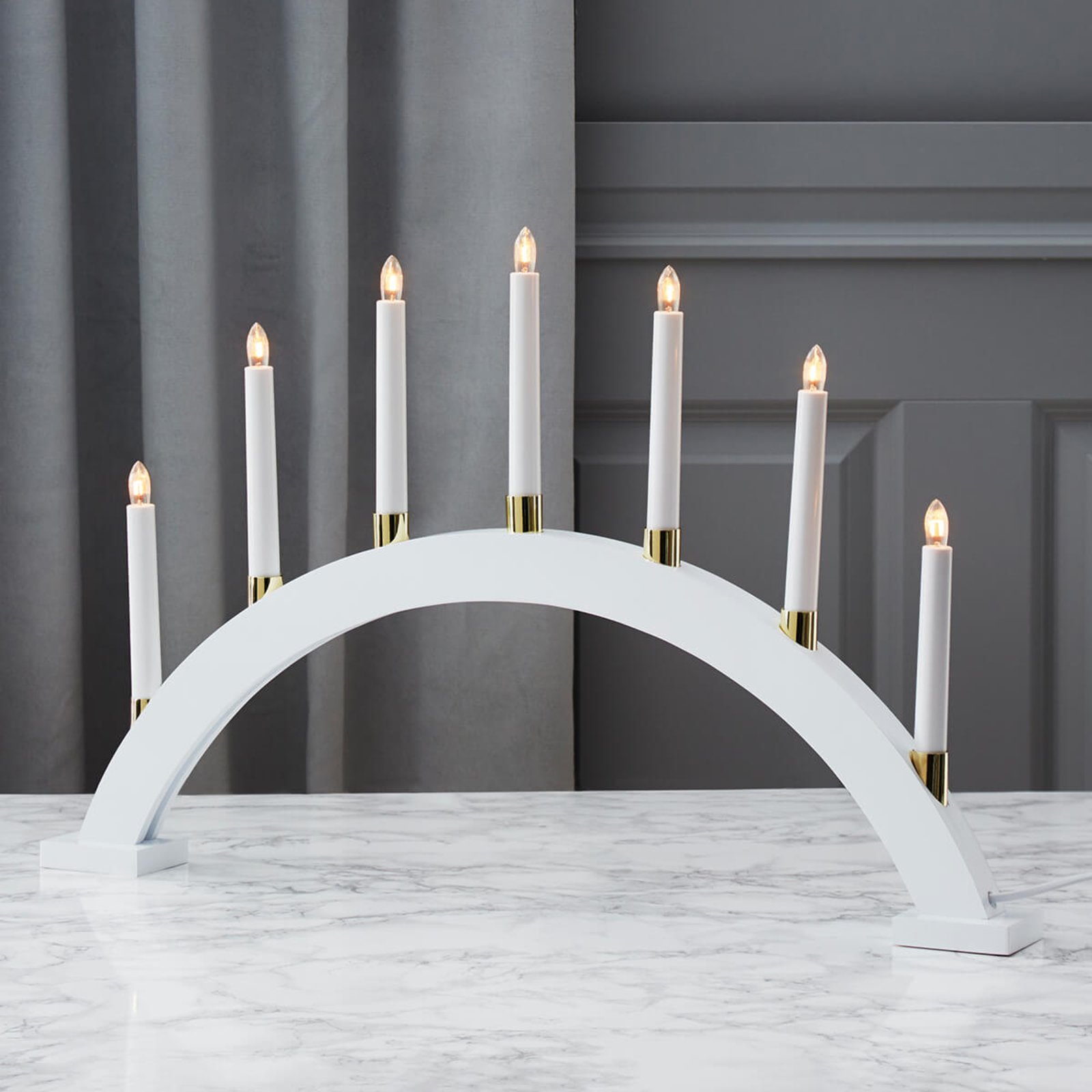 Arc lumineux Gillian en bois blanc