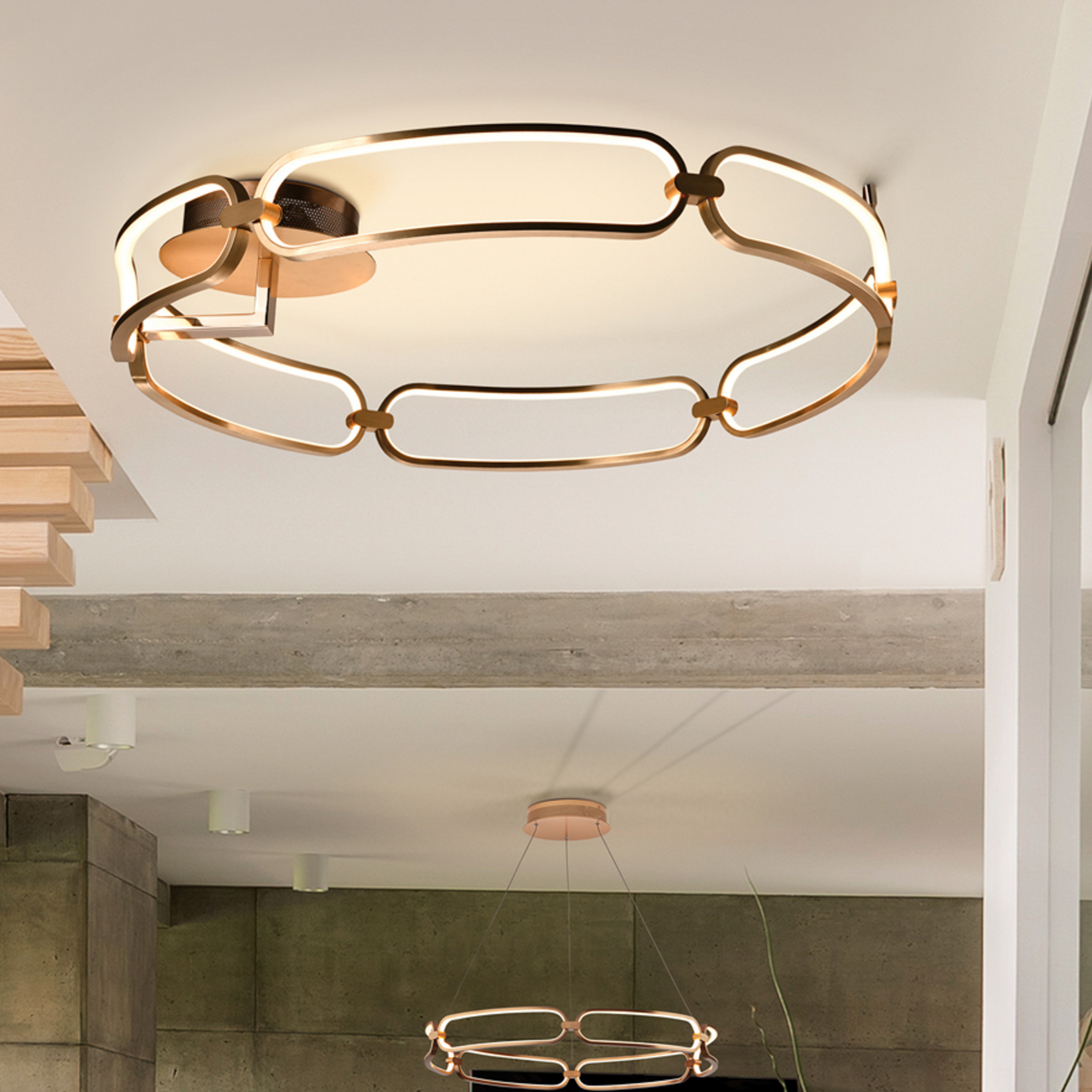 Plafonnier LED Colette, à 6 lampes, or rose