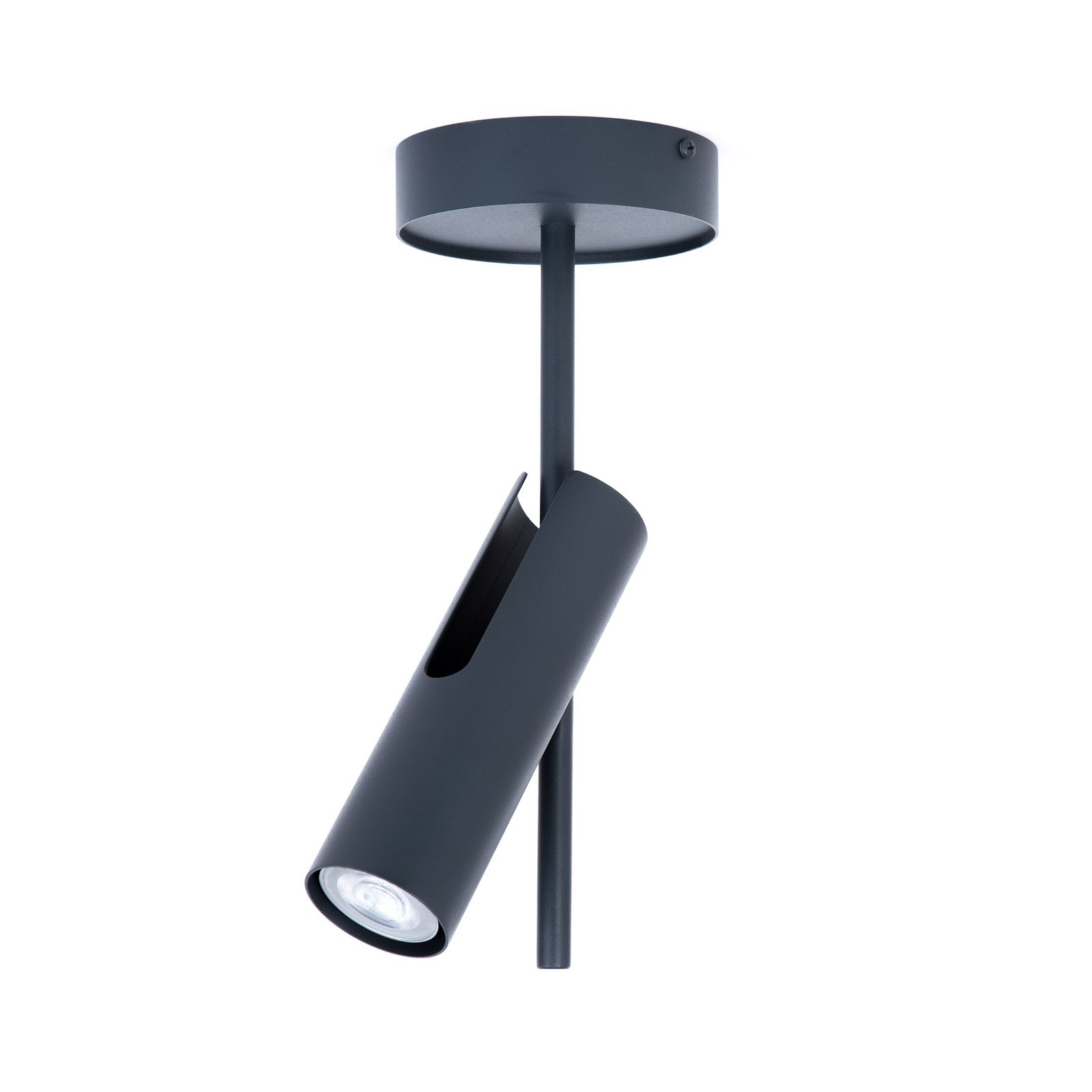 Spot pour plafond Leda 1, anthracite, à 1 lampe, acier, hauteur 34 cm