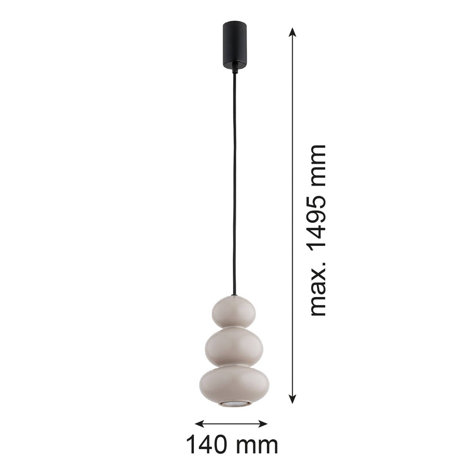 Żyrandol Oman, szary błyszczący, szkło, Ø 14 cm