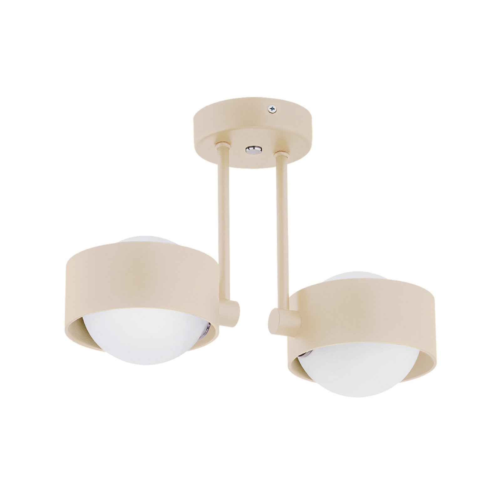 Plafonnier Mado, beige, à 2 lampes, hauteur 24 cm, acier/verre