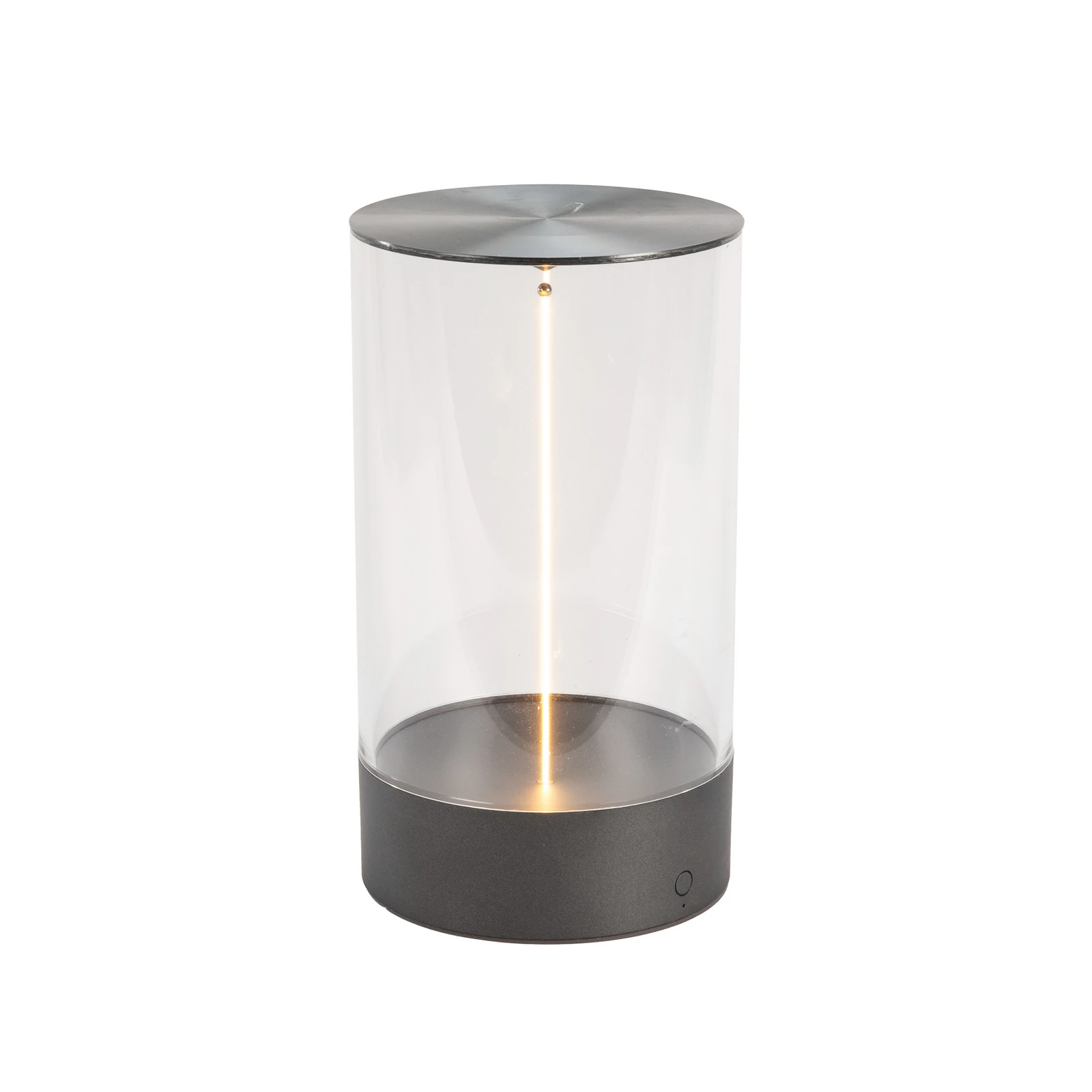 LED tölthető asztali világítás Edison, magasság 23 cm, szürke/átlátszó, IP54