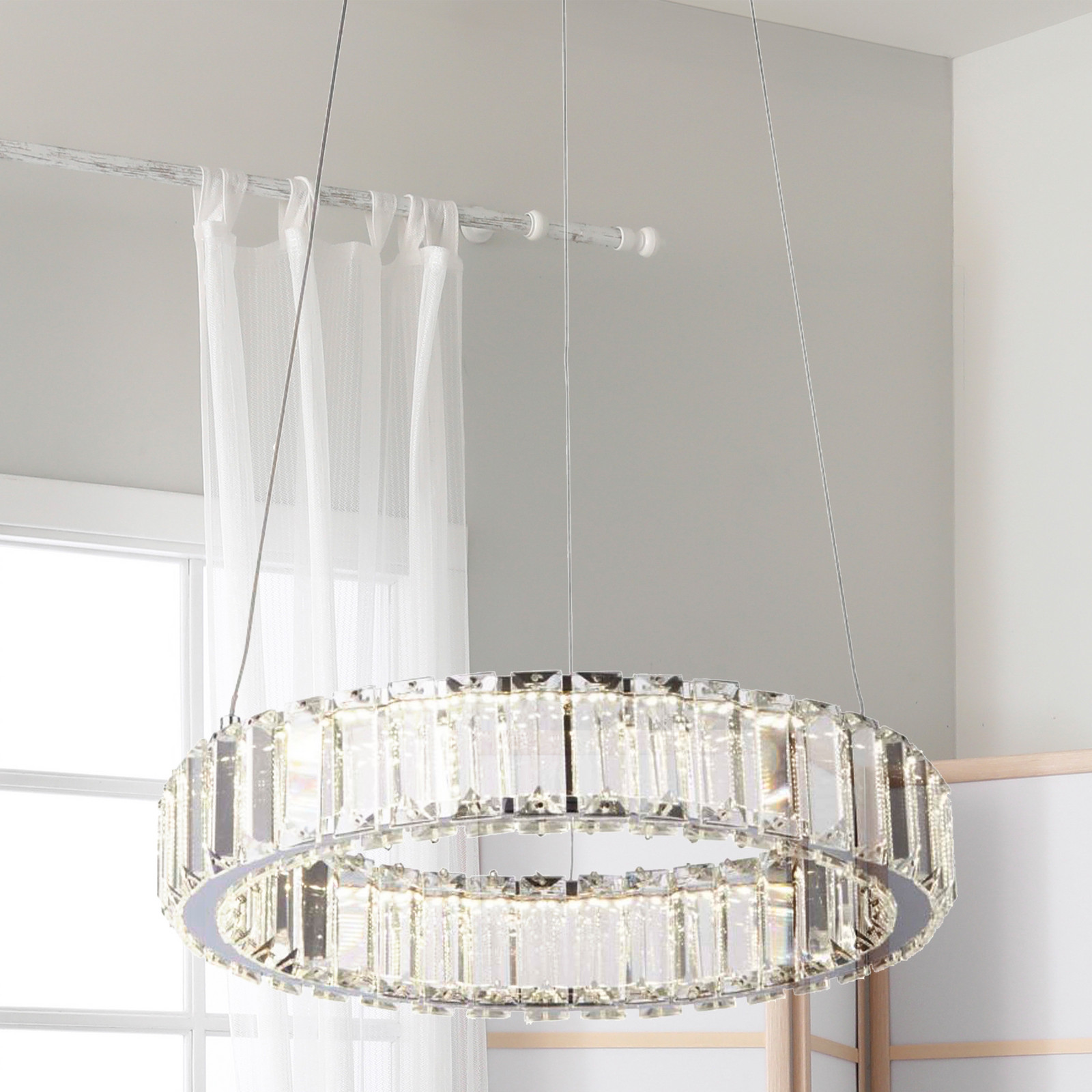 Searchlight Lampă suspendată LED Filumena gri/transparent metal/sticlă Ø 35 cm - Camera de zi / sufragerie - Modern - transparent cromat