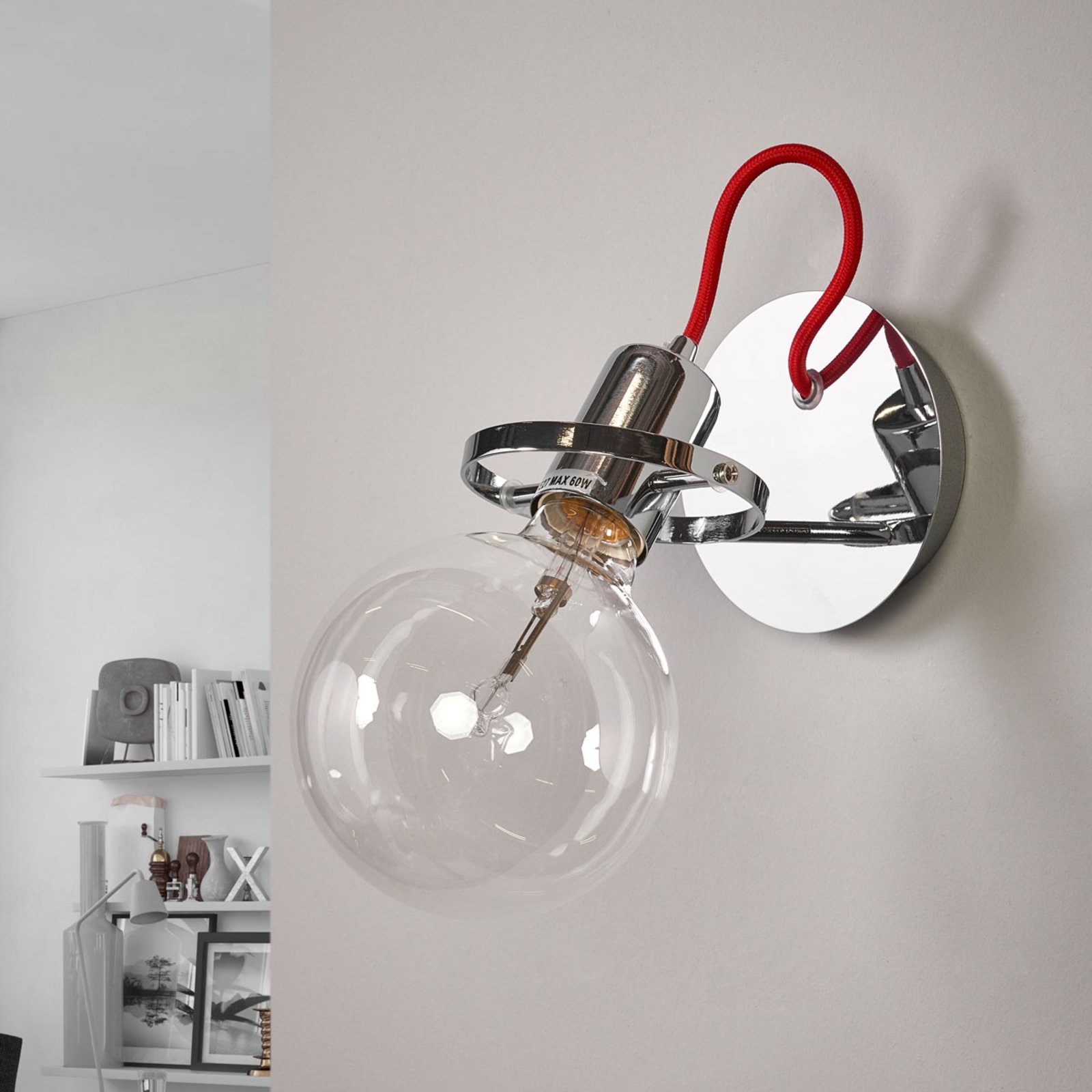 Design-wandlamp Radio in chroom