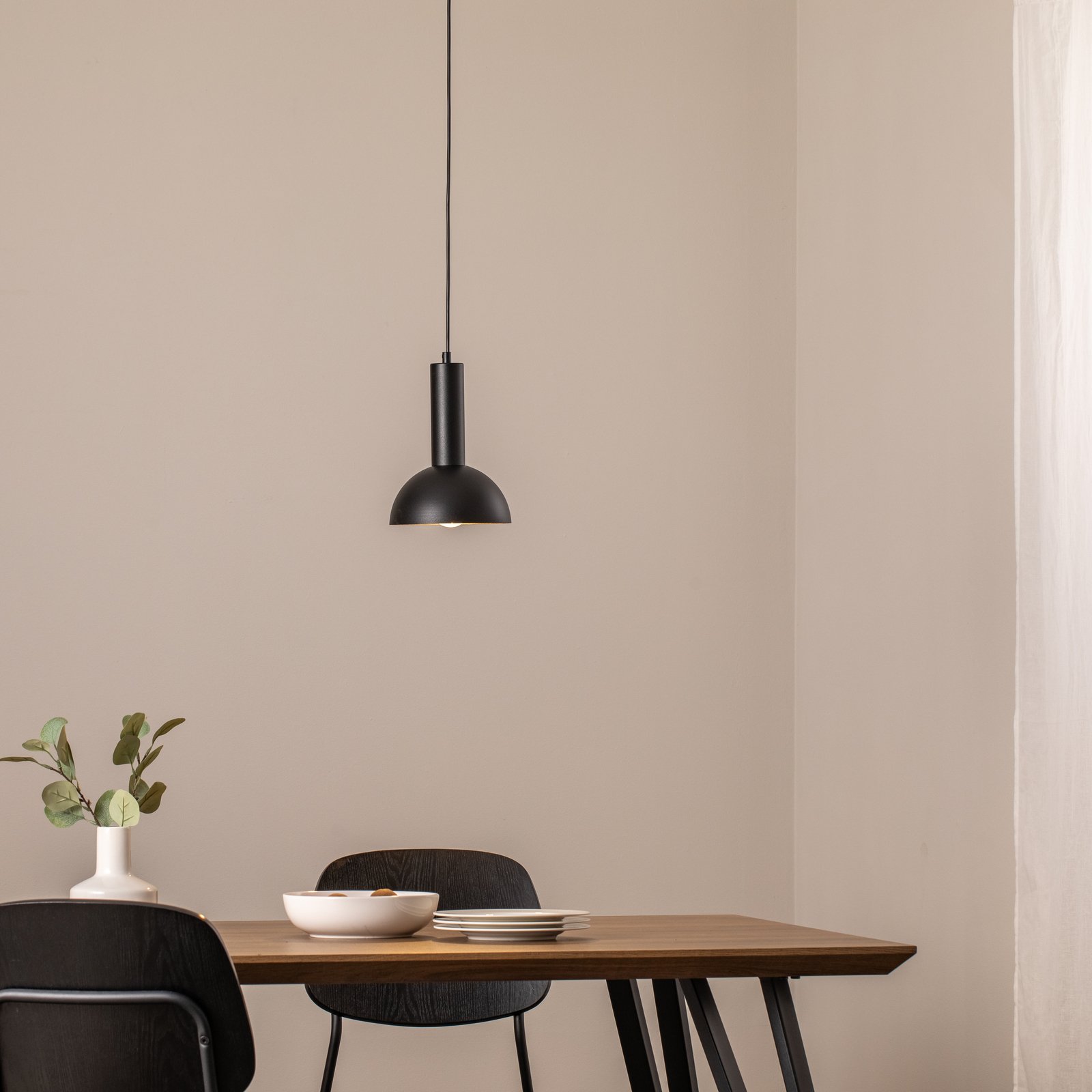 Κρεμαστό φωτιστικό Vitrum cupola S, μαύρο, ημικυκλικό, Ø 19 cm