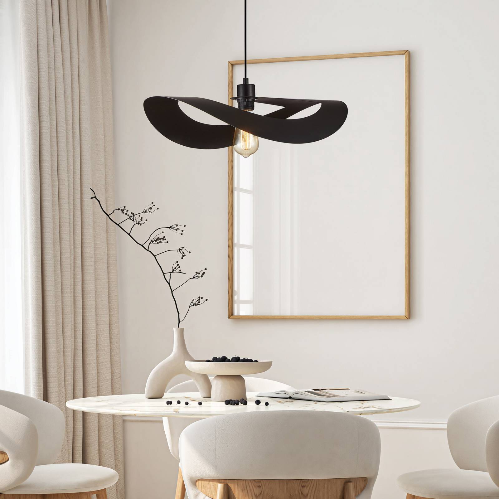 Lampa wisząca Mas, czarna, Ø 50 cm, metal