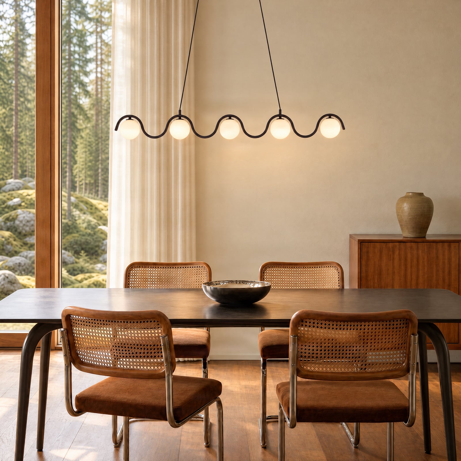 Lampa za objes Sinus 5, crna/opala, 110 cm - Emibig Lighting Lampa za objes Sinus 5, crna/opala, 110 cm - Emibig Lighting