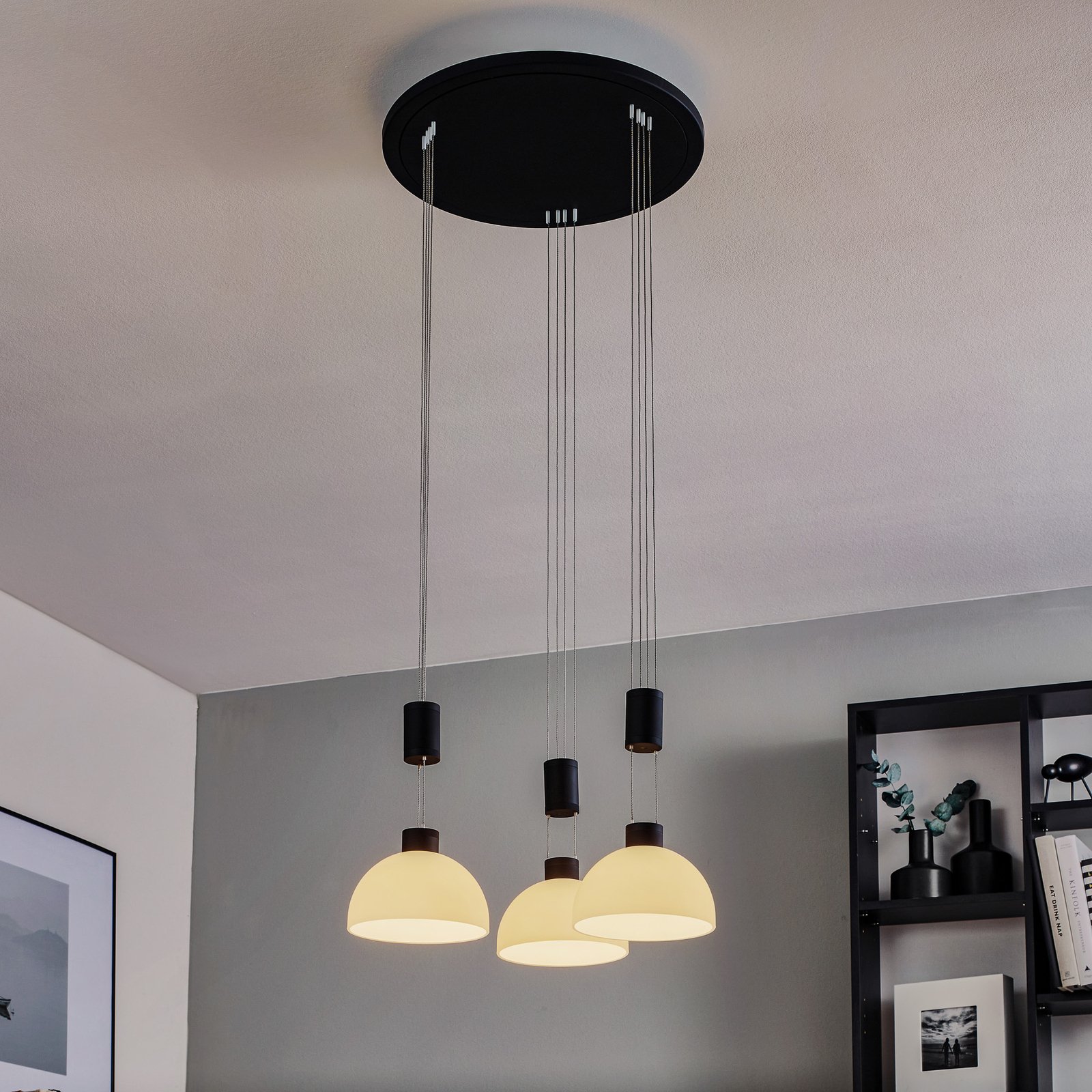 Rothfels Laurena LED hanging light 3-bulb round black