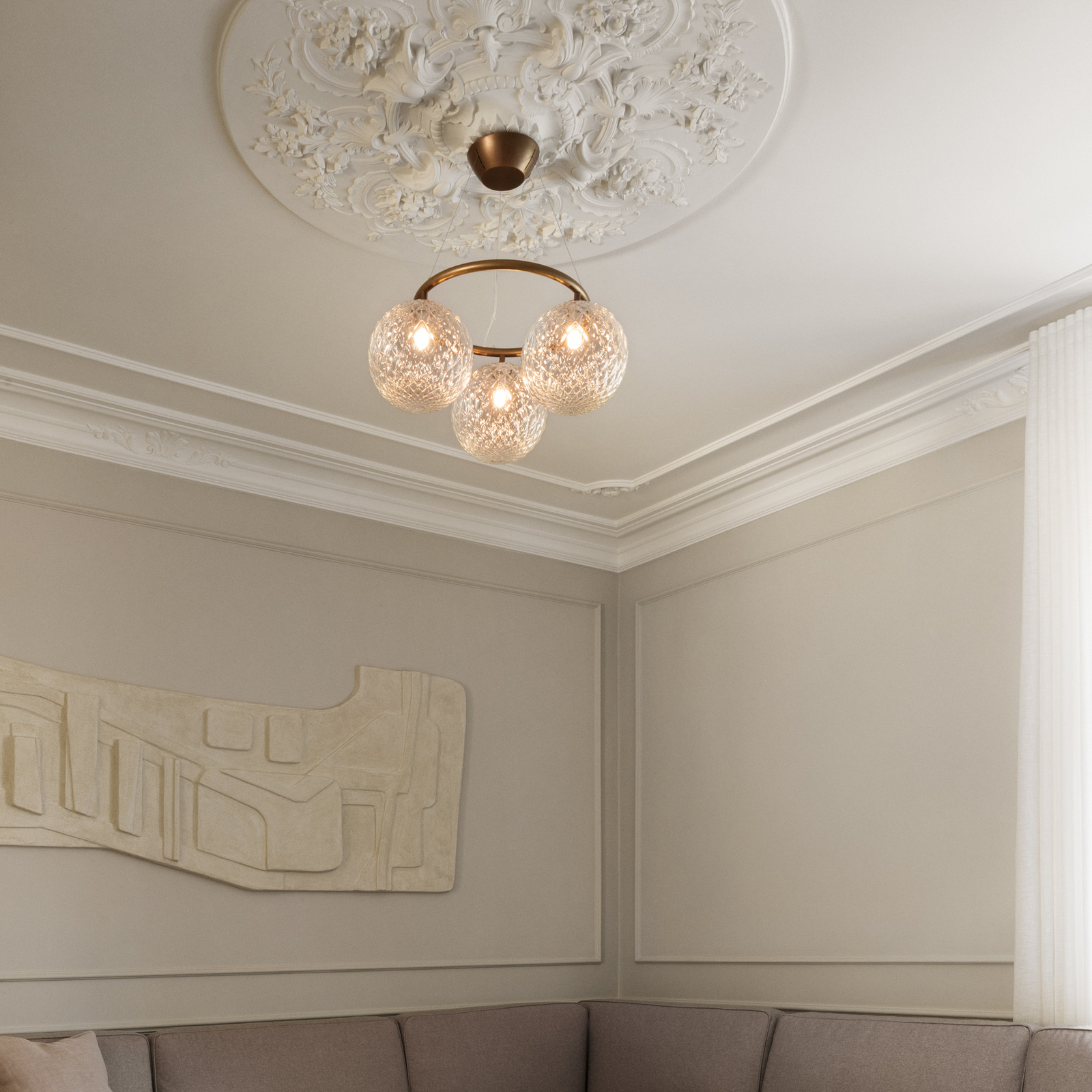 Nuura Luster Miira 3 Circular, Ø 54 cm, bronzová/číra