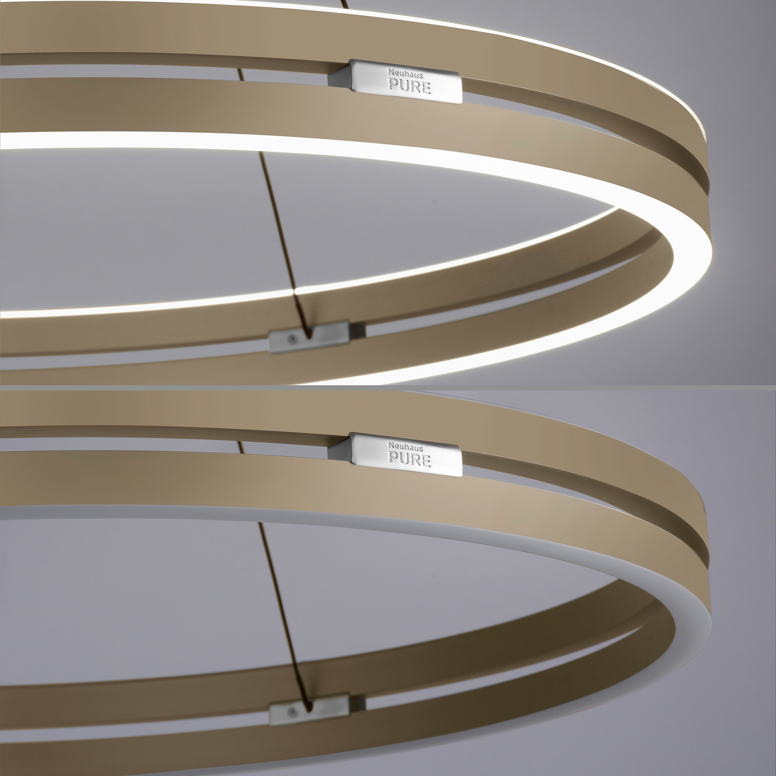 PURE LED-Hängeleuchte E-Loop bronze, Ø 70 cm, Aluminium, CCT