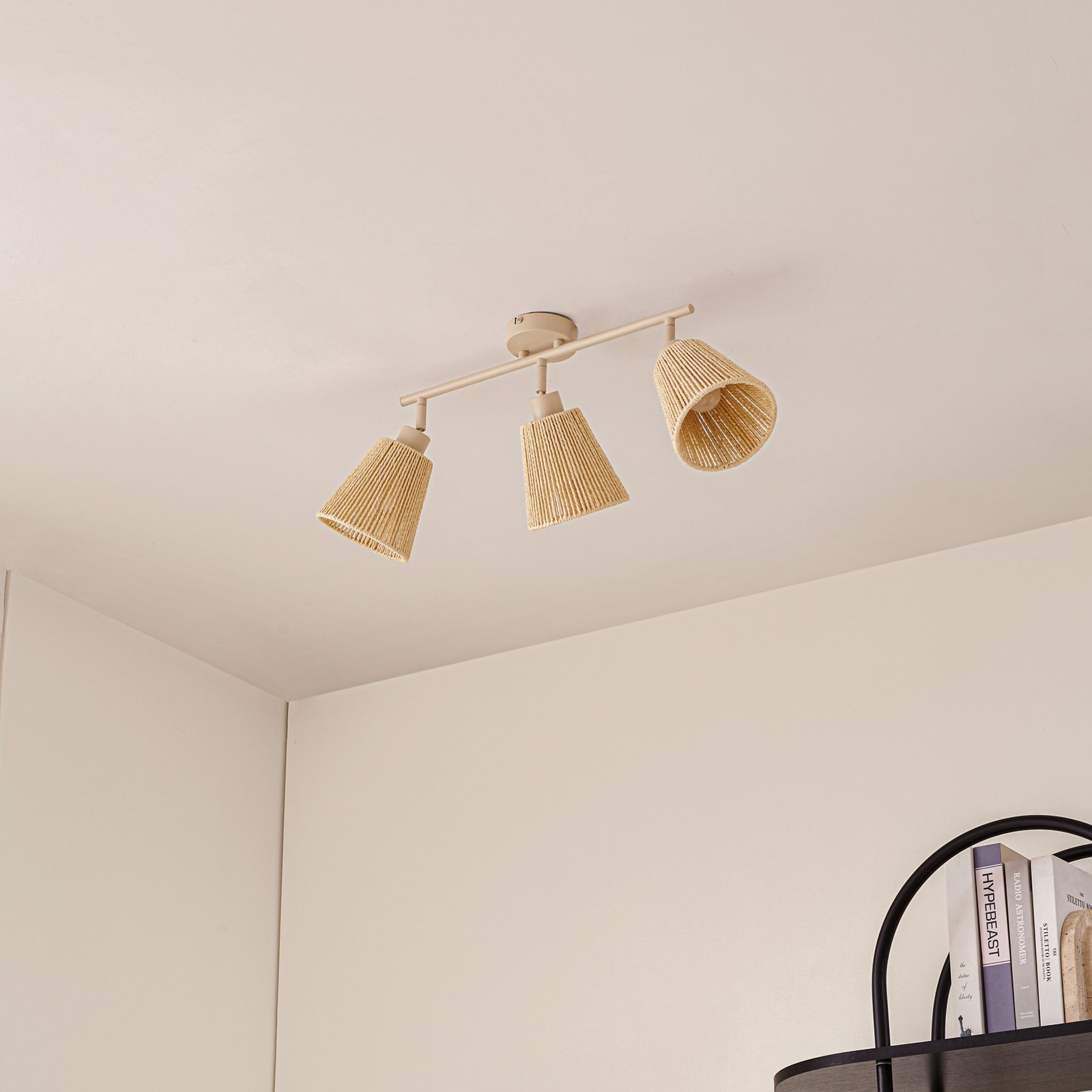 Lindby Deckenstrahler Anuva, 72 cm, beige, Papier, 3-flammig