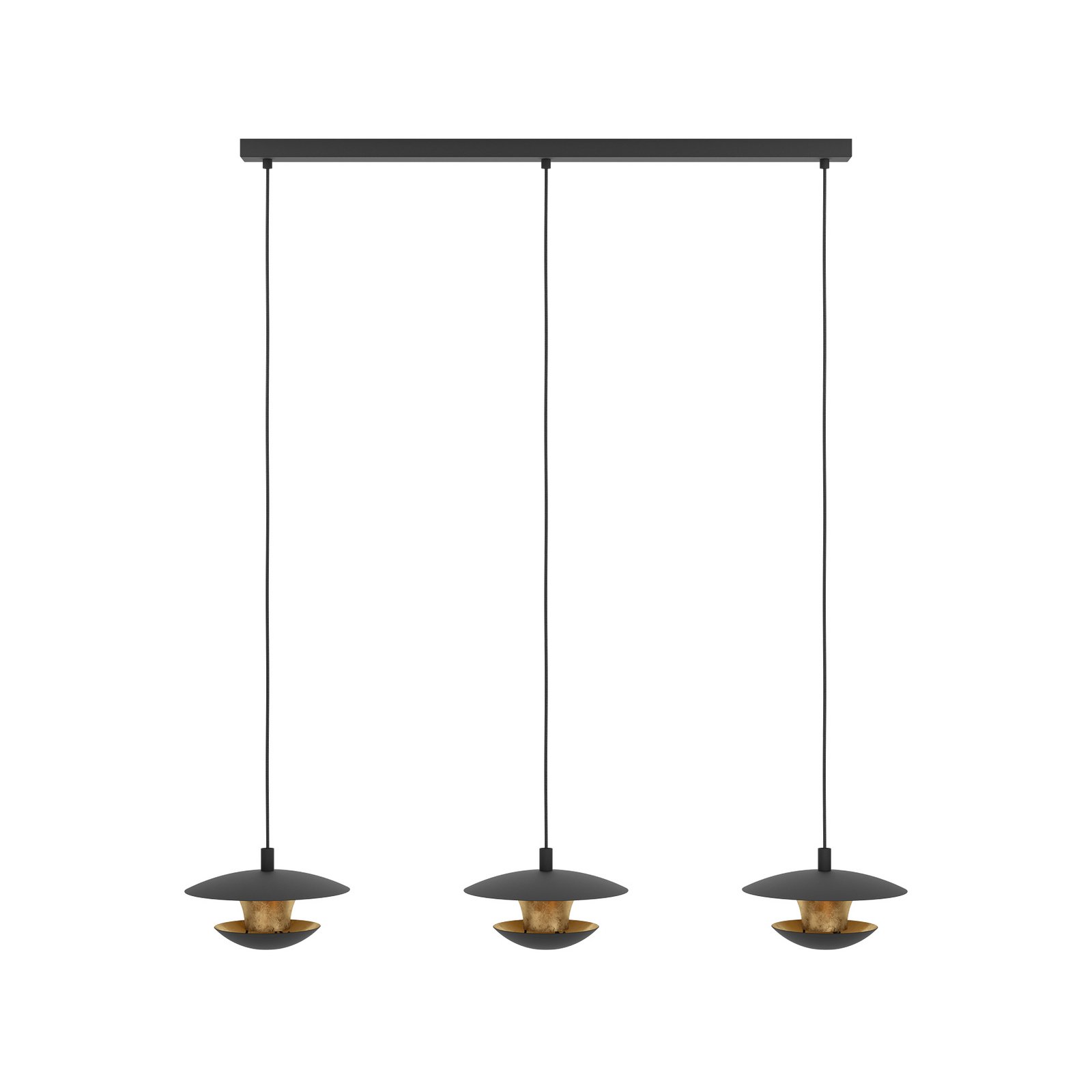 LED viseče svetilo Nuvano, trisvetlobno, črno/zlato LED viseče svetilo Nuvano, trisvetlobno, črno/zlato