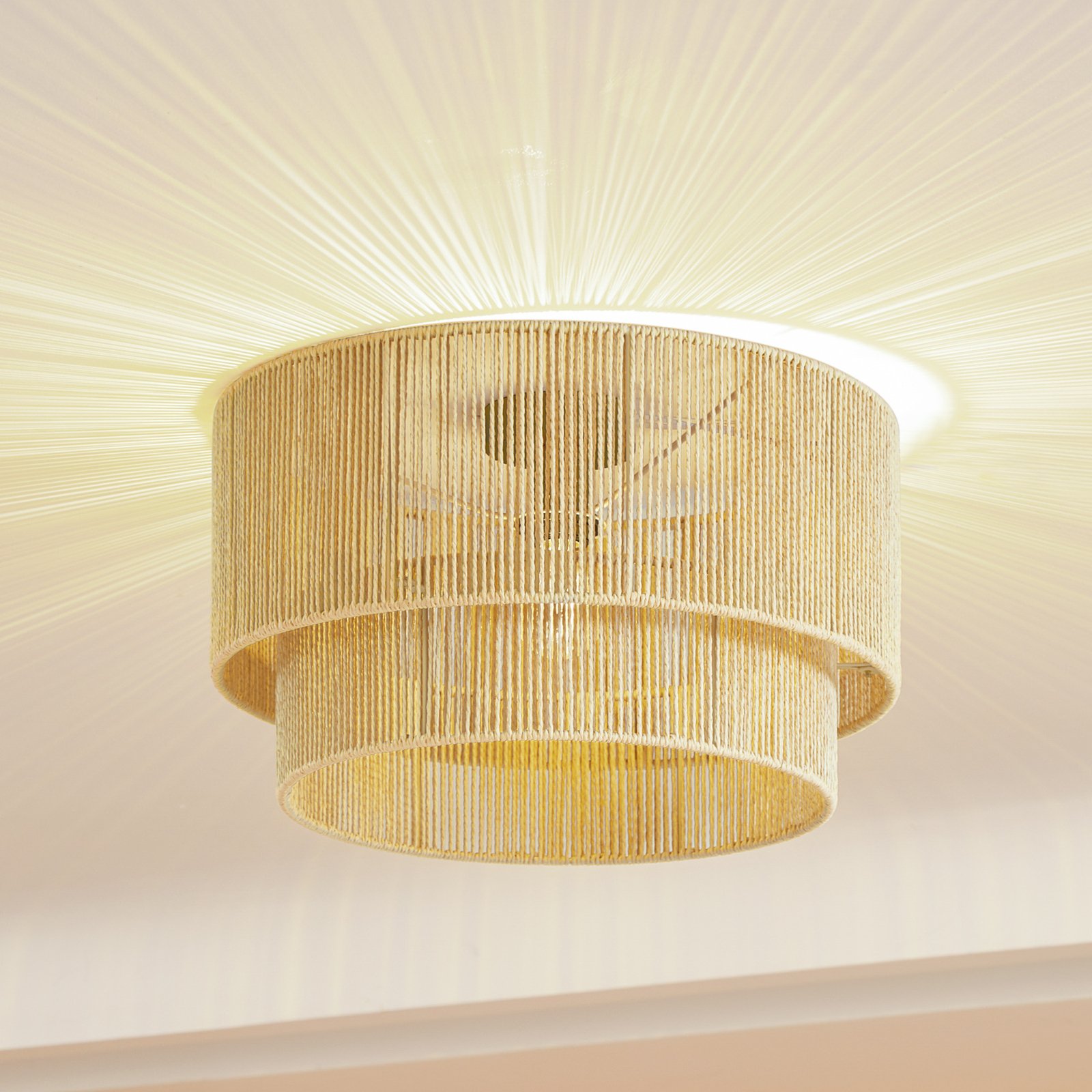 Lindby ceiling light Anuva, natural, paper, Ø 45 cm