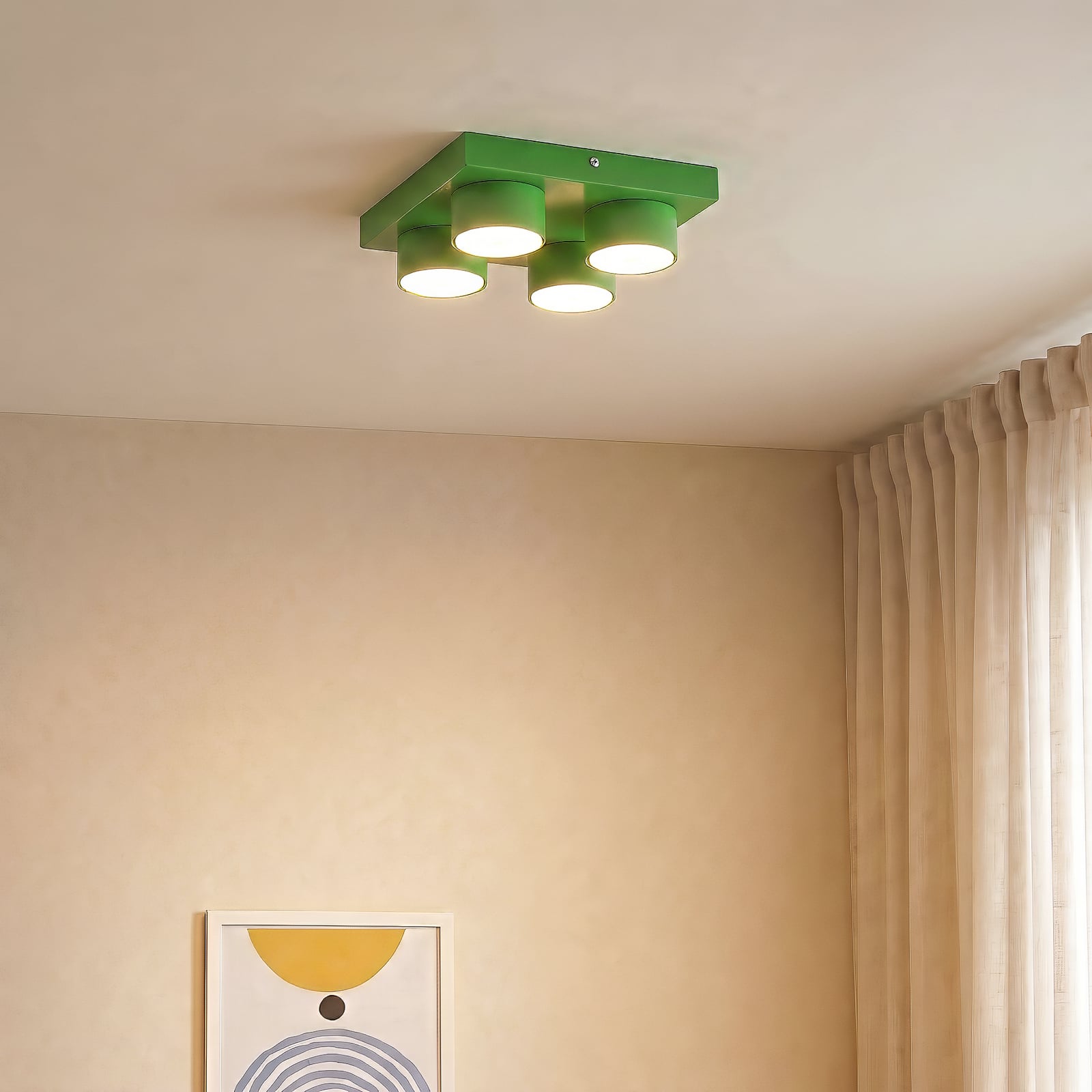 Taklampe Brix, grønn, 23 cm lang, 4 lyskilder, GX53 Taklampe Brix, grønn, 23 cm lang, 4 lyskilder, GX53
