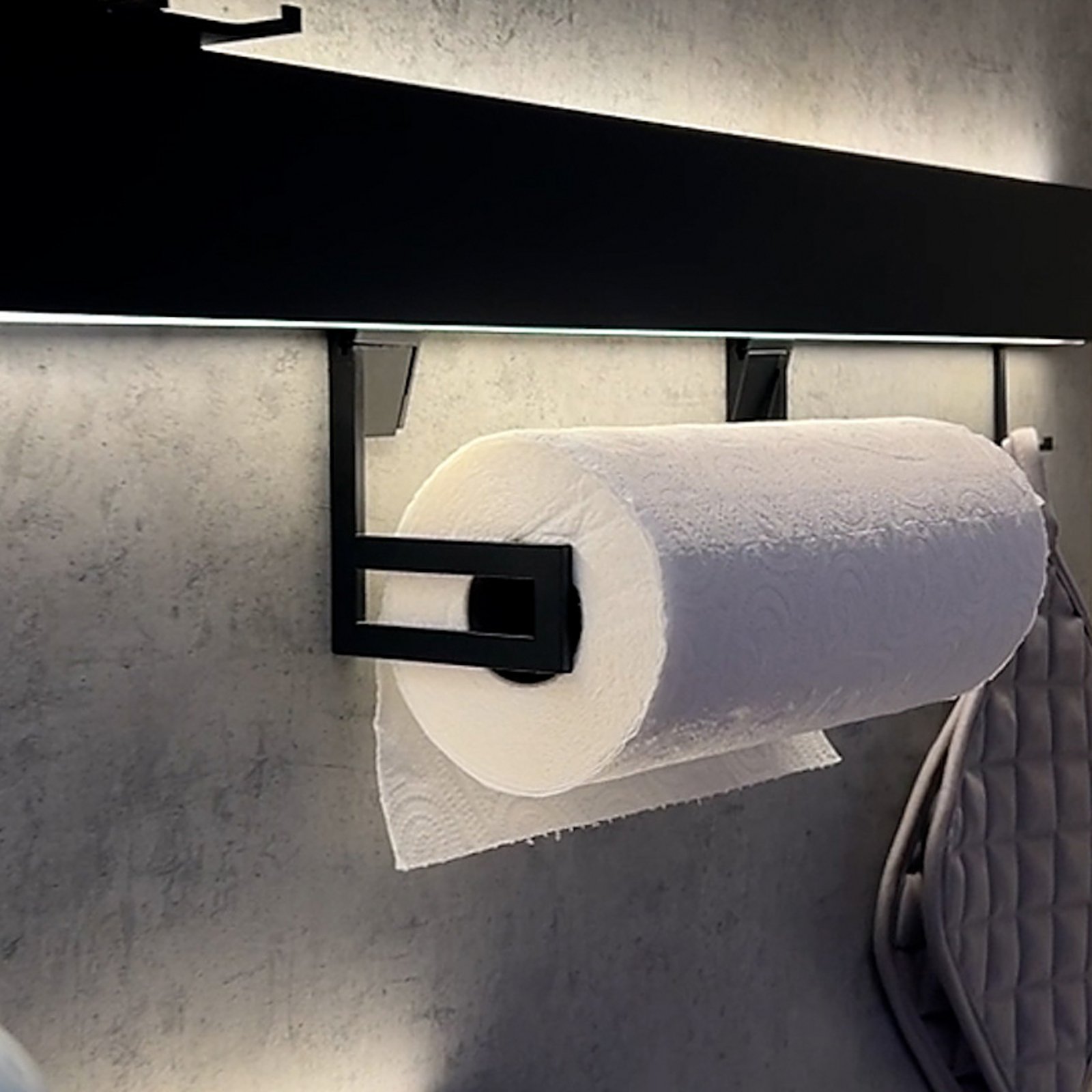 Porte-rouleau de cuisine pour applique murale LED Intero-Line, noir