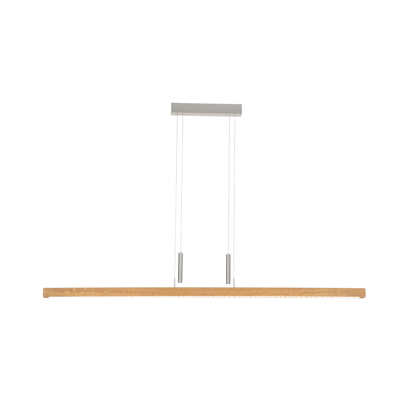 HerzBlut Lampă suspendată LED Leonora 121 cm lemn dimabil - Camera de zi / sufragerie - modern - stejar uleiat nichel mat periat