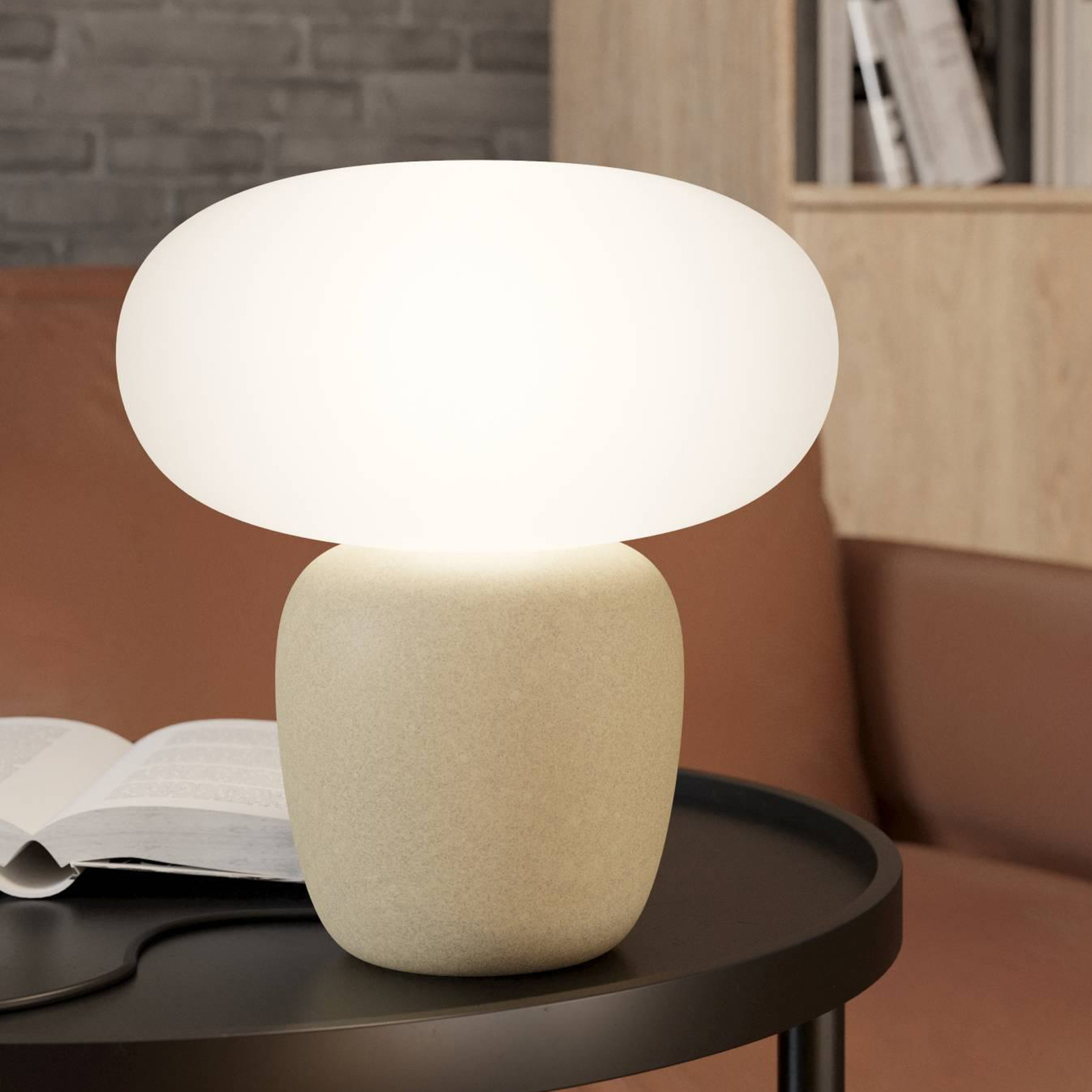 Cahuama table lamp, light brown/white, ceramic