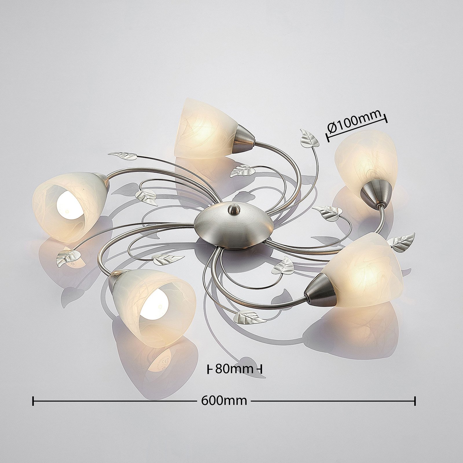 Yannie 5 Lampa Sufitowa Nickel/Opal - Lindby