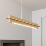 Quitani LED hanging light Lexa, oak/nickel, length 78 cm