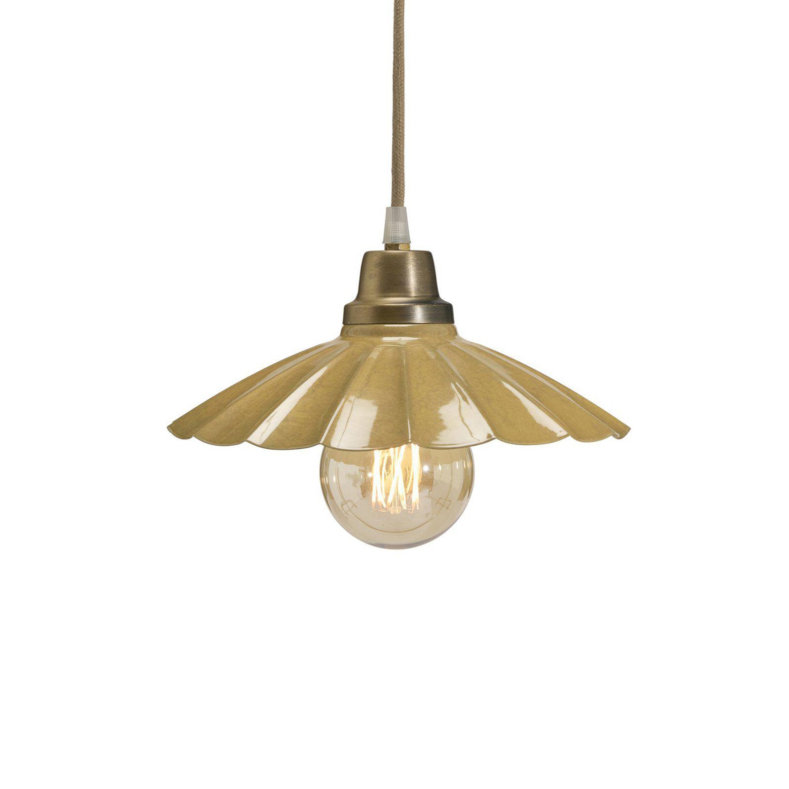 PR Home pendant light Ester, yellow, Ø 24 cm, iron, plug