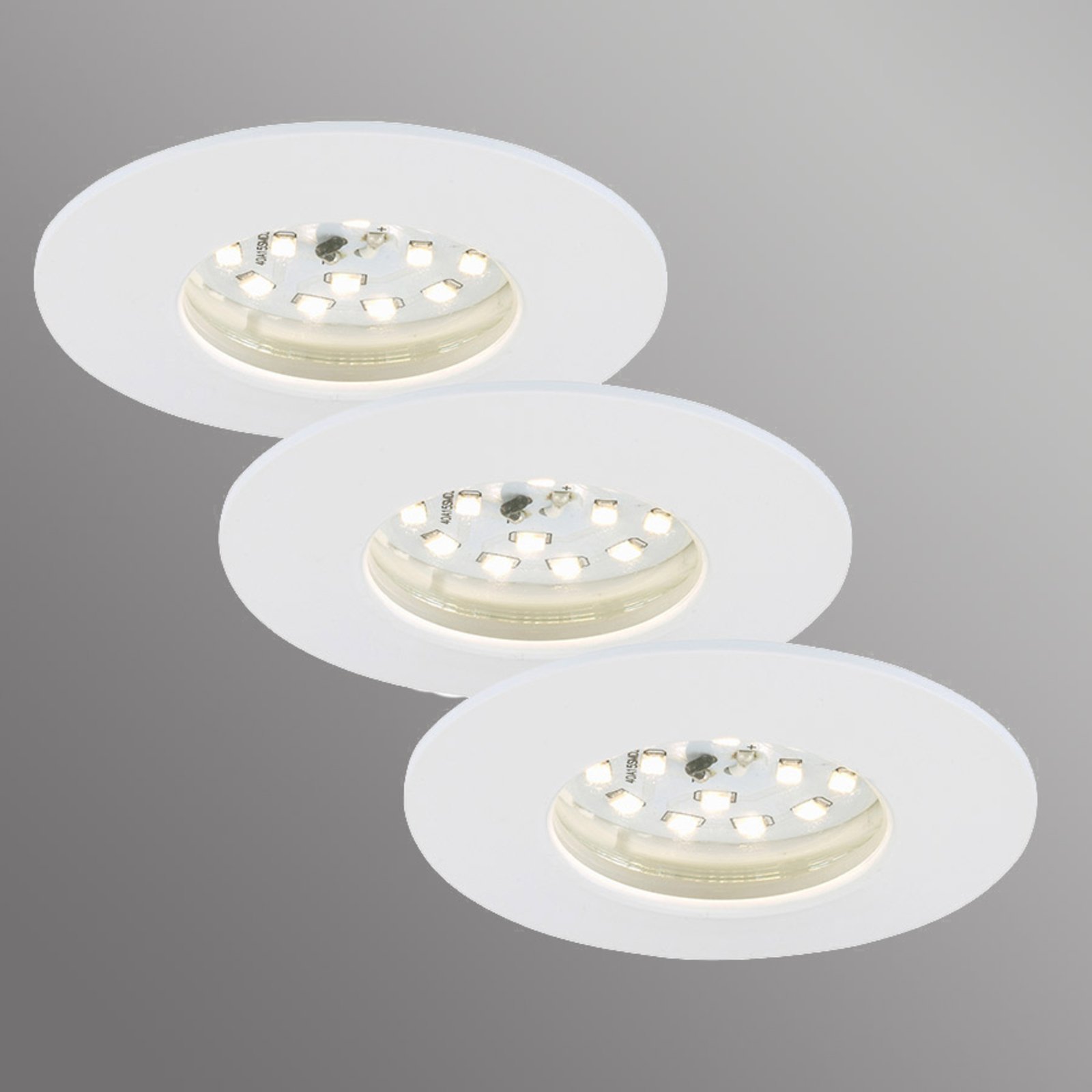 LED recessed light Attach Dim, IP44, set of 3, white