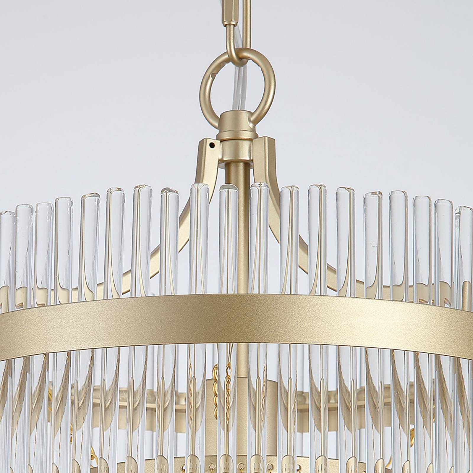 Hängelampe Lara, Ø 26 cm, goldfarben/klar, Glas/Metall günstig online kaufen