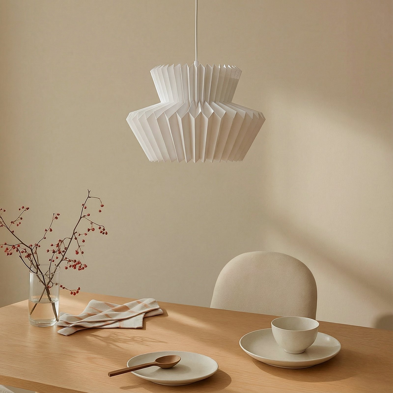 Lindby Magali pendant light, white, paper, Ø 45 cm, E27