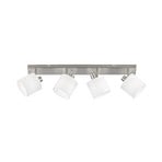 Spot pour plafond Tommy, nickel/blanc, longueur 70 cm, à 4 lampes.